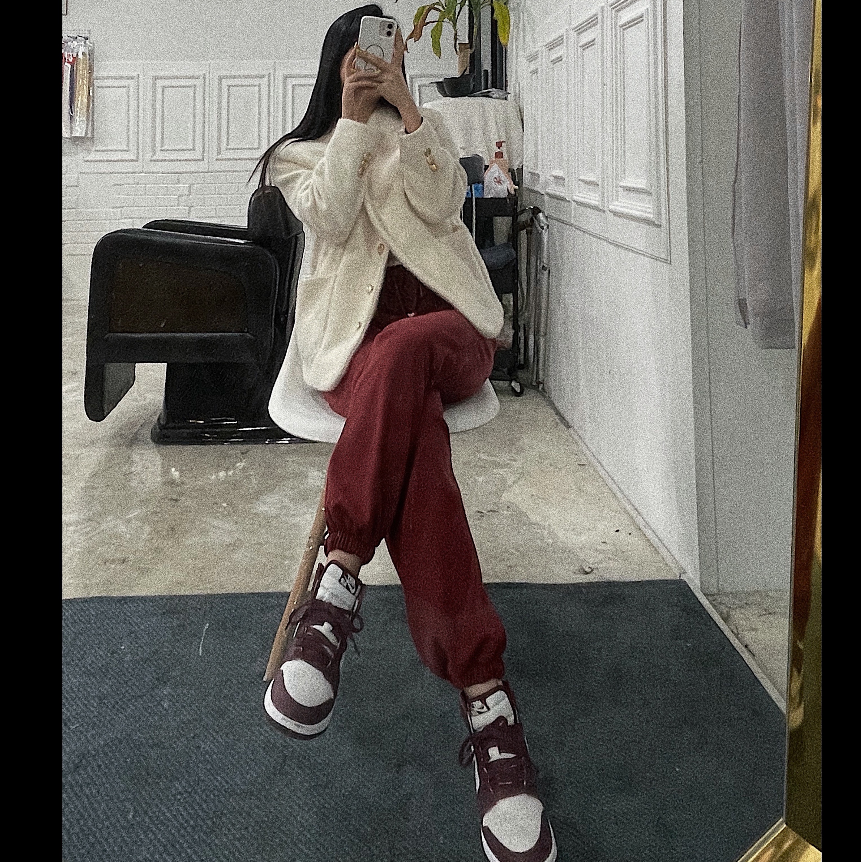 Jordan 1 Retro High OG Bordeaux, (GS) Jordan 1 Retro High OG Bordeaux 착용 스타일