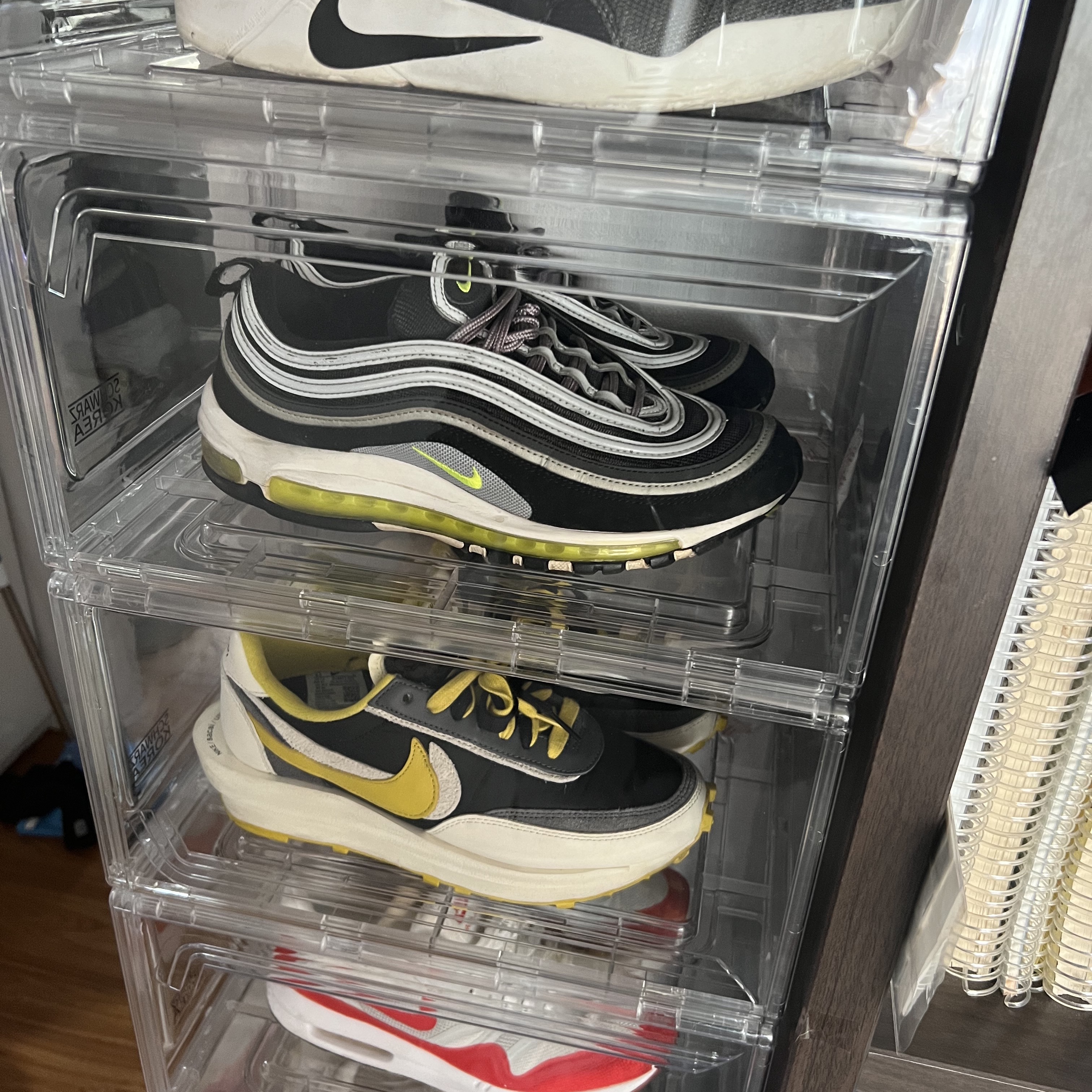 Nike Air Max 97 OG Black Volt Asia, Nike x Sacai x Undercover LDWaffle Black Bright Citron 착용 스타일 - 3