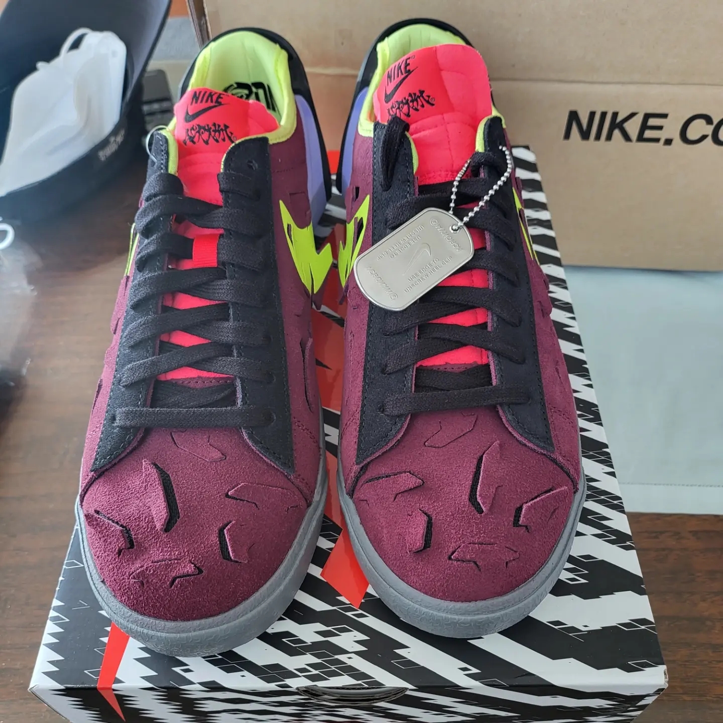 Nike x Acronym Blazer Low Night Maroon 착용 스타일 - 1