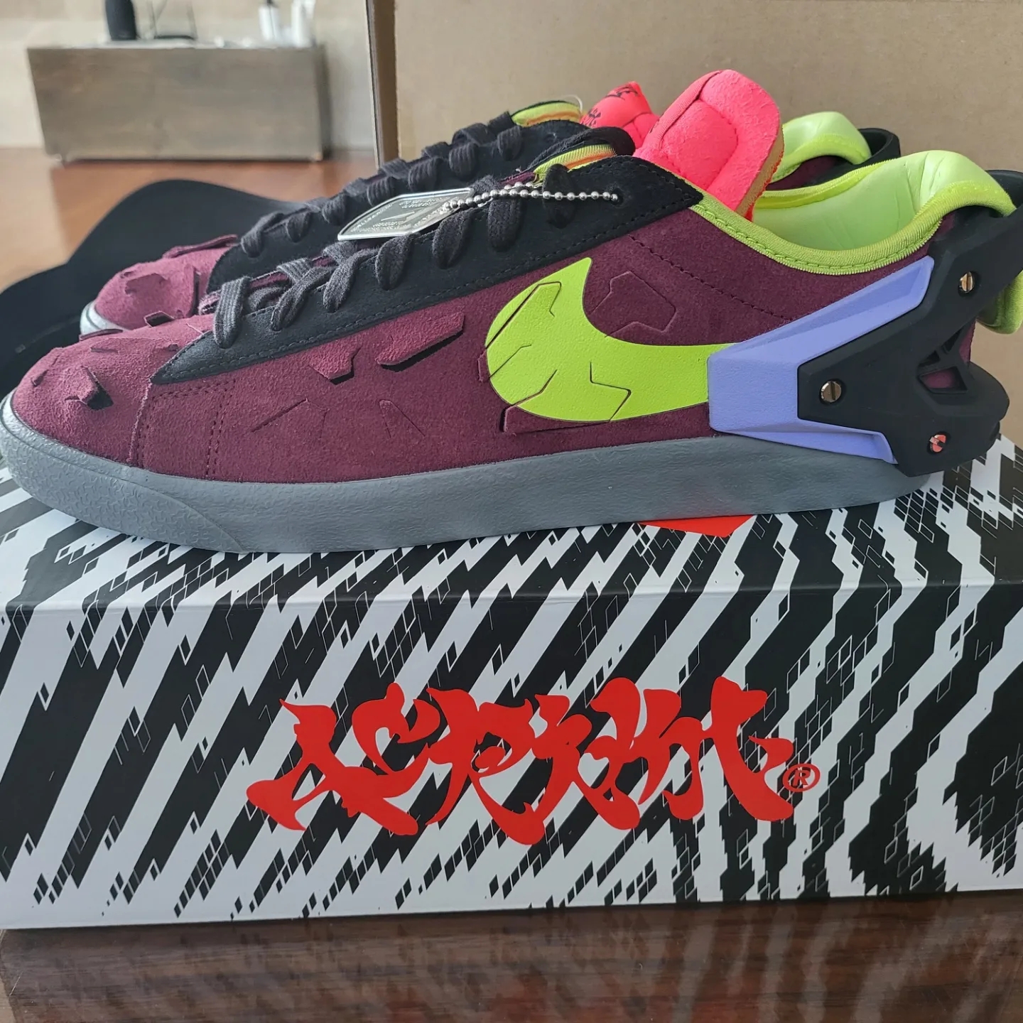 Nike x Acronym Blazer Low Night Maroon 착용 스타일 - 2