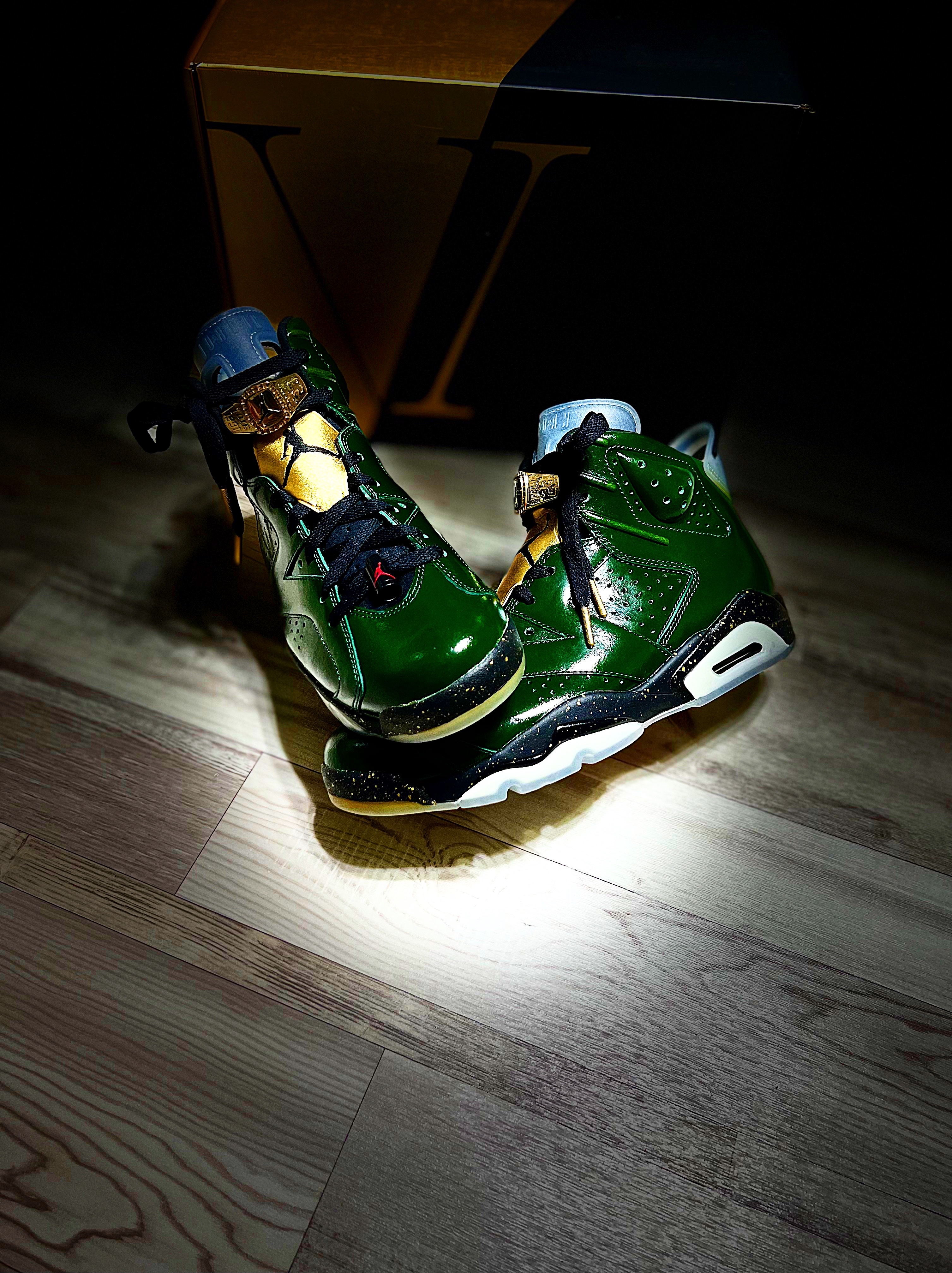 Jordan 6 Retro Champagne, Jordan 1 x Off-White Retro High University Blue 착용 스타일 - 2