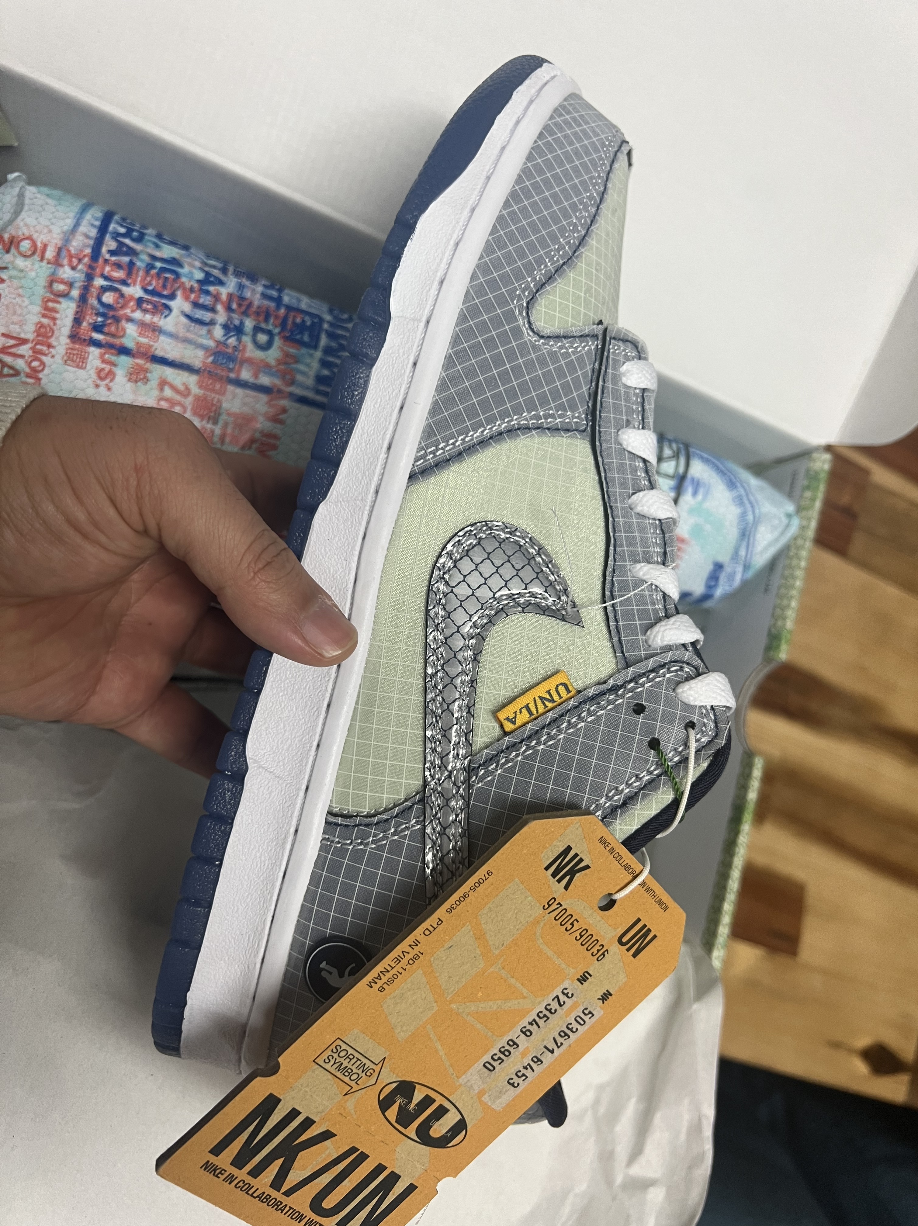Nike x Union Dunk Low Passport Pack Pistachio 착용 스타일 - 1