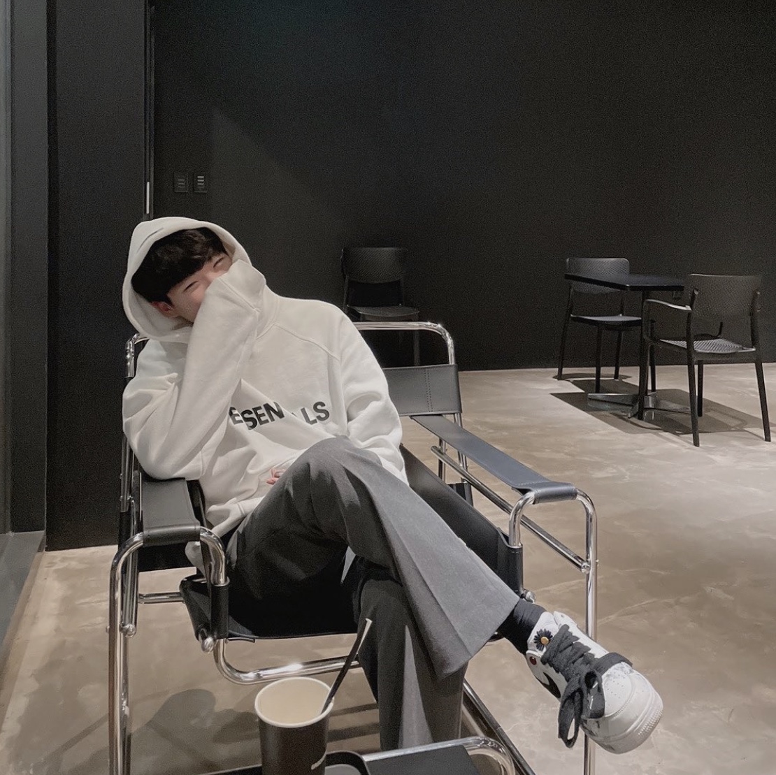 Nike x Peaceminusone Air Force 1 Low Para-Noise 2.0, Essentials 3D Silicon Applique Pullover Hoodie White - 20SS 착용 스타일