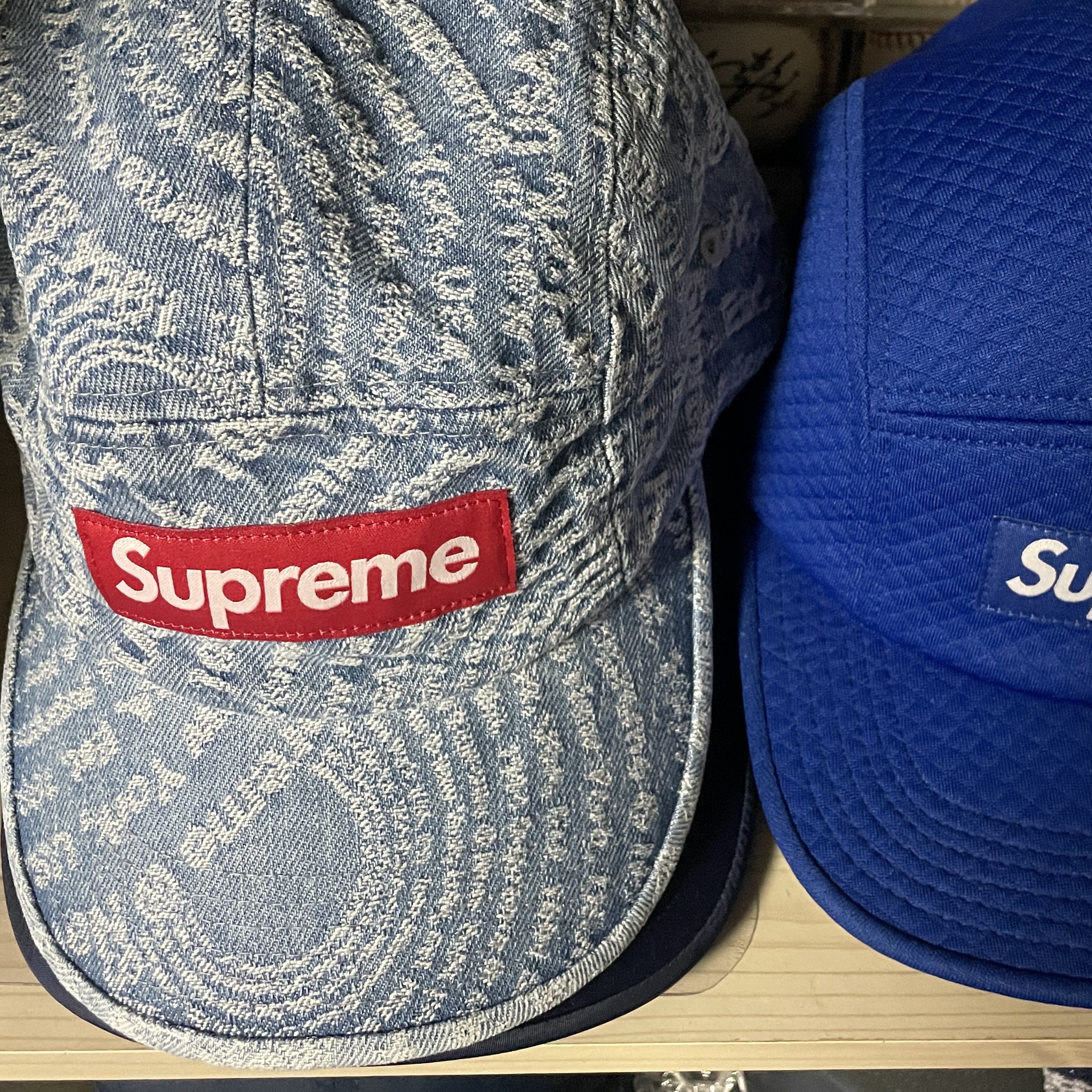 Supreme Circles Jacquard Denim Camp Cap Blue - 21FW 착용 스타일