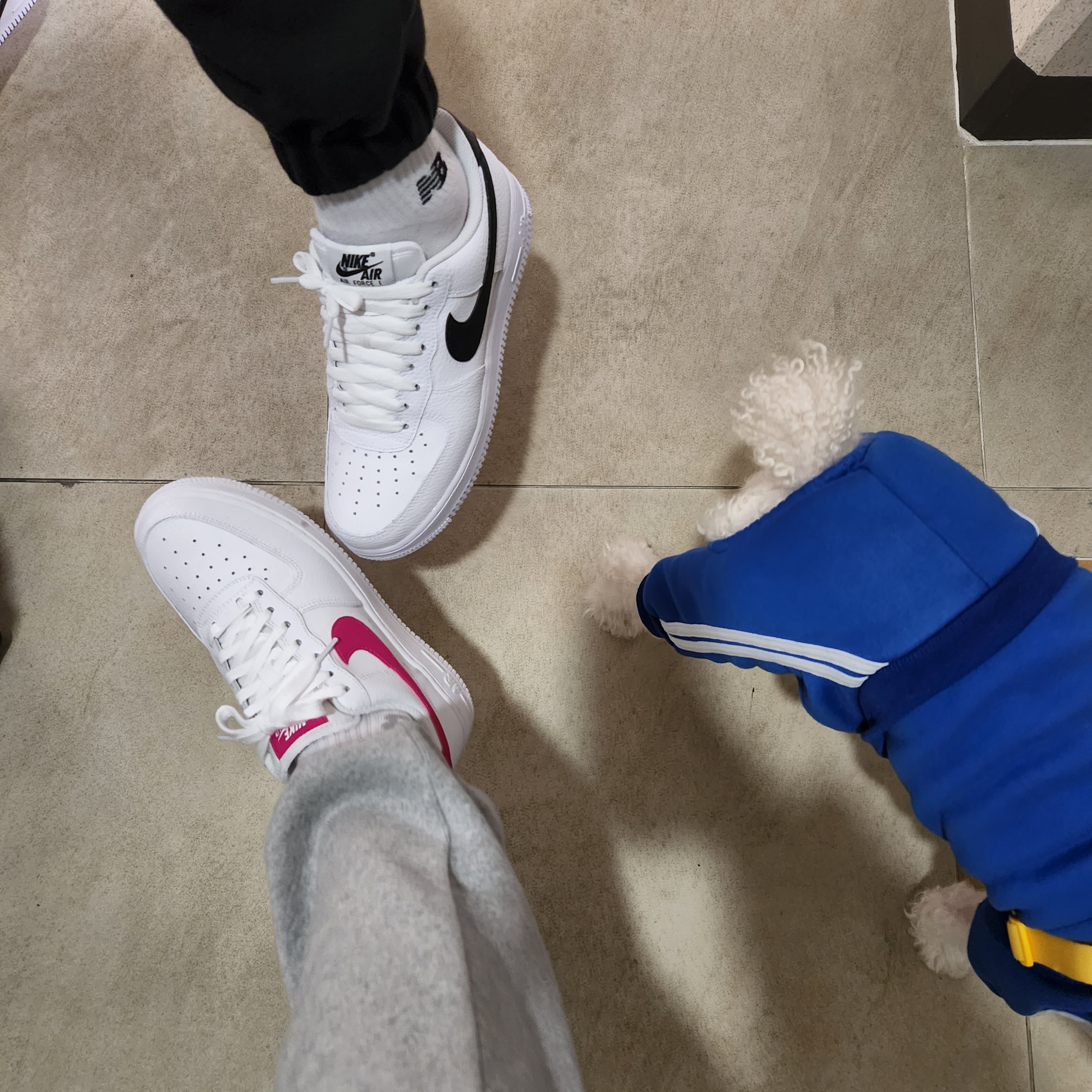 (W) Nike Air Force 1 '07 White Pink Prime, (W) Nike Air Force 1 '07 Low White Black 착용 스타일 - 4