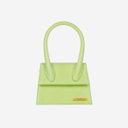 Jacquemus Le Chiquito Moyen Top Handle Croco Bag Light Green Embossed