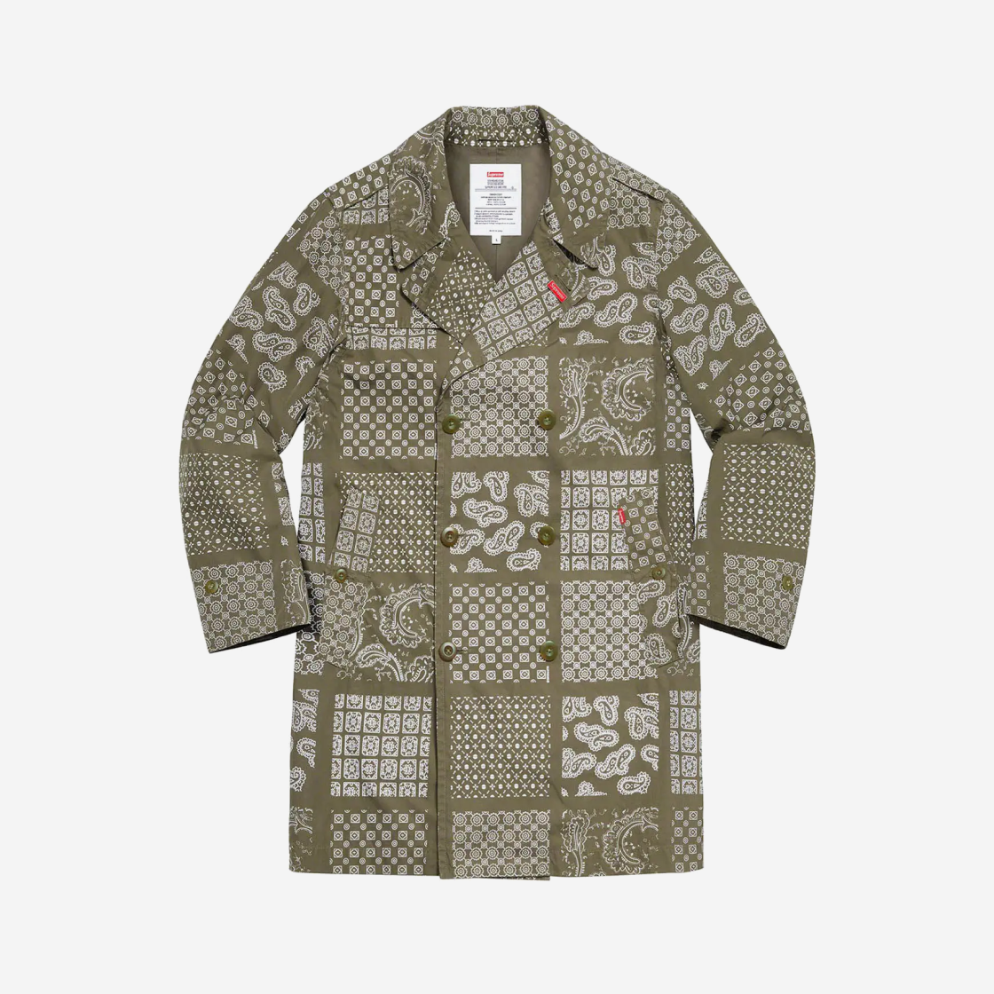 Supreme Military Trench Coat Olive Paisley - 20SS 상세 이미지 1