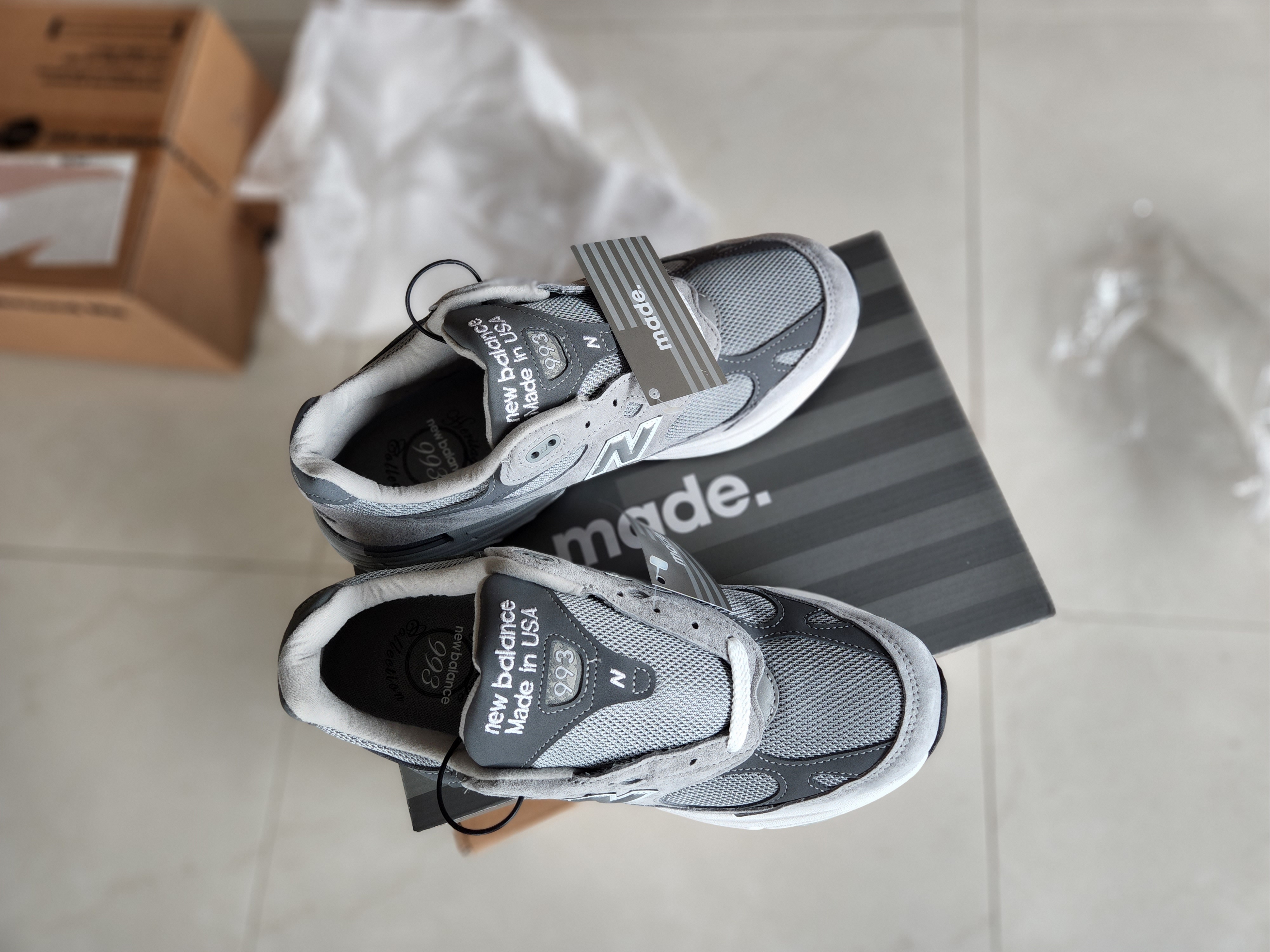 New Balance 993 Made in USA Grey - D Standard 착용 스타일 - 2