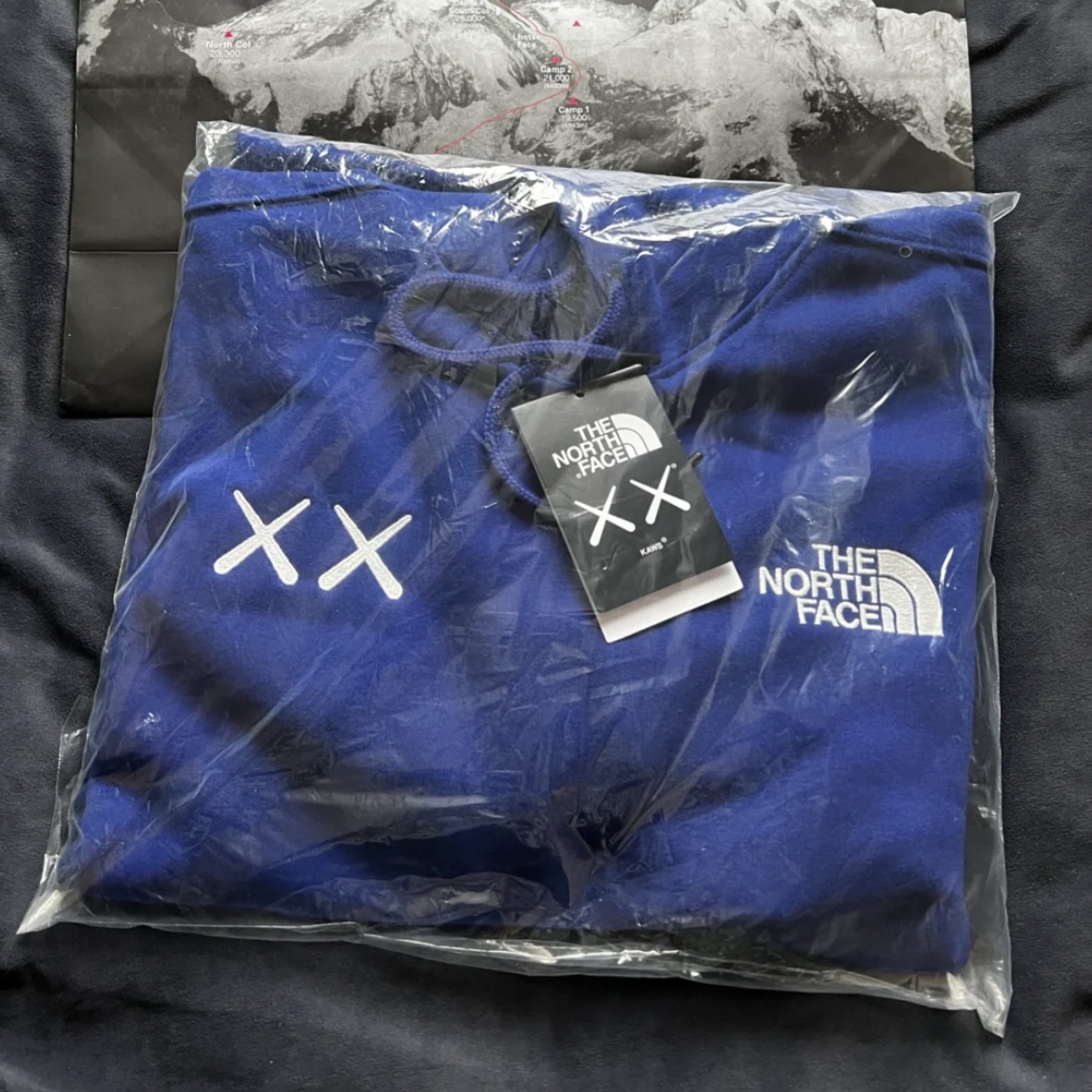 The North Face x Kaws Popover Hoodie Bolt Blue 착용 스타일 - 4