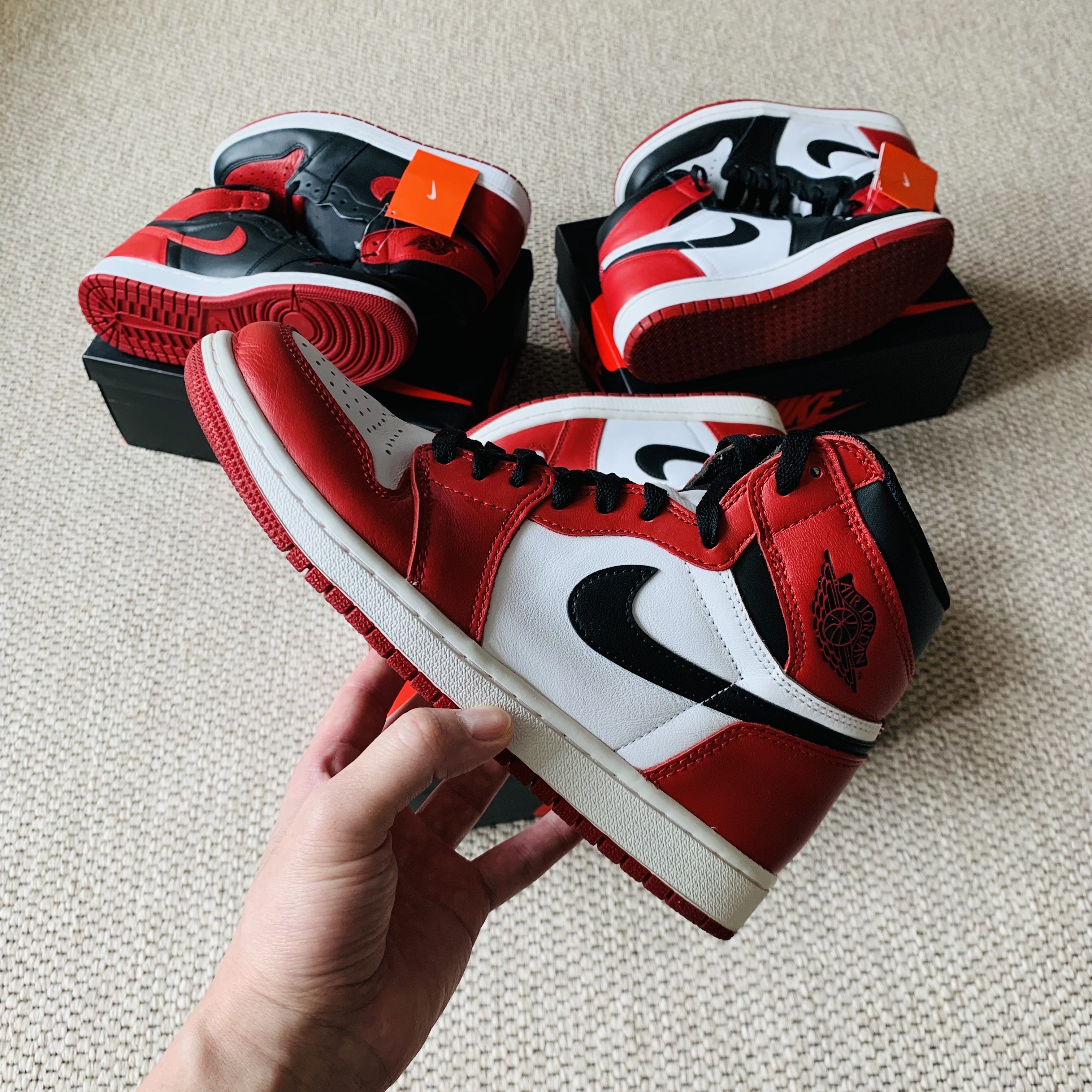 Jordan 1 Retro High OG Chicago 2015, Jordan 1 Retro High OG Bred Banned 2016 착용 스타일 - 3