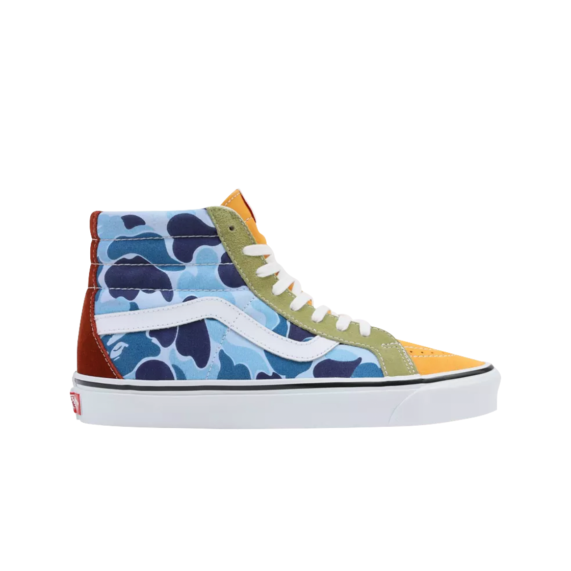 반스 x 베이프 스케이트 하이 38 DX 블루 멀티(Vans x BAPE Sk8-Hi 38 DX Blue Multi)