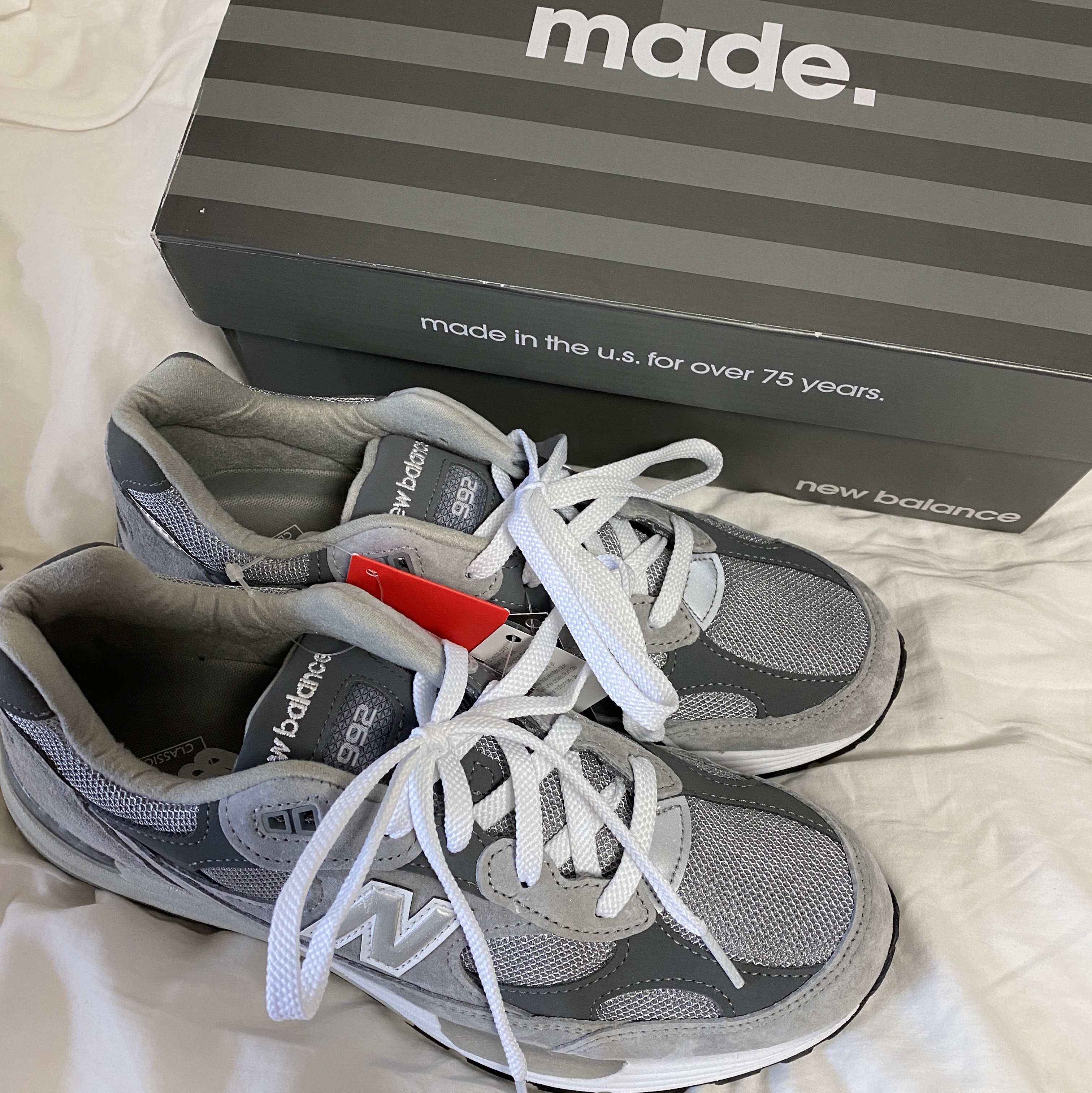 New Balance 992 Made in USA Grey - D Standard 착용 스타일 - 2