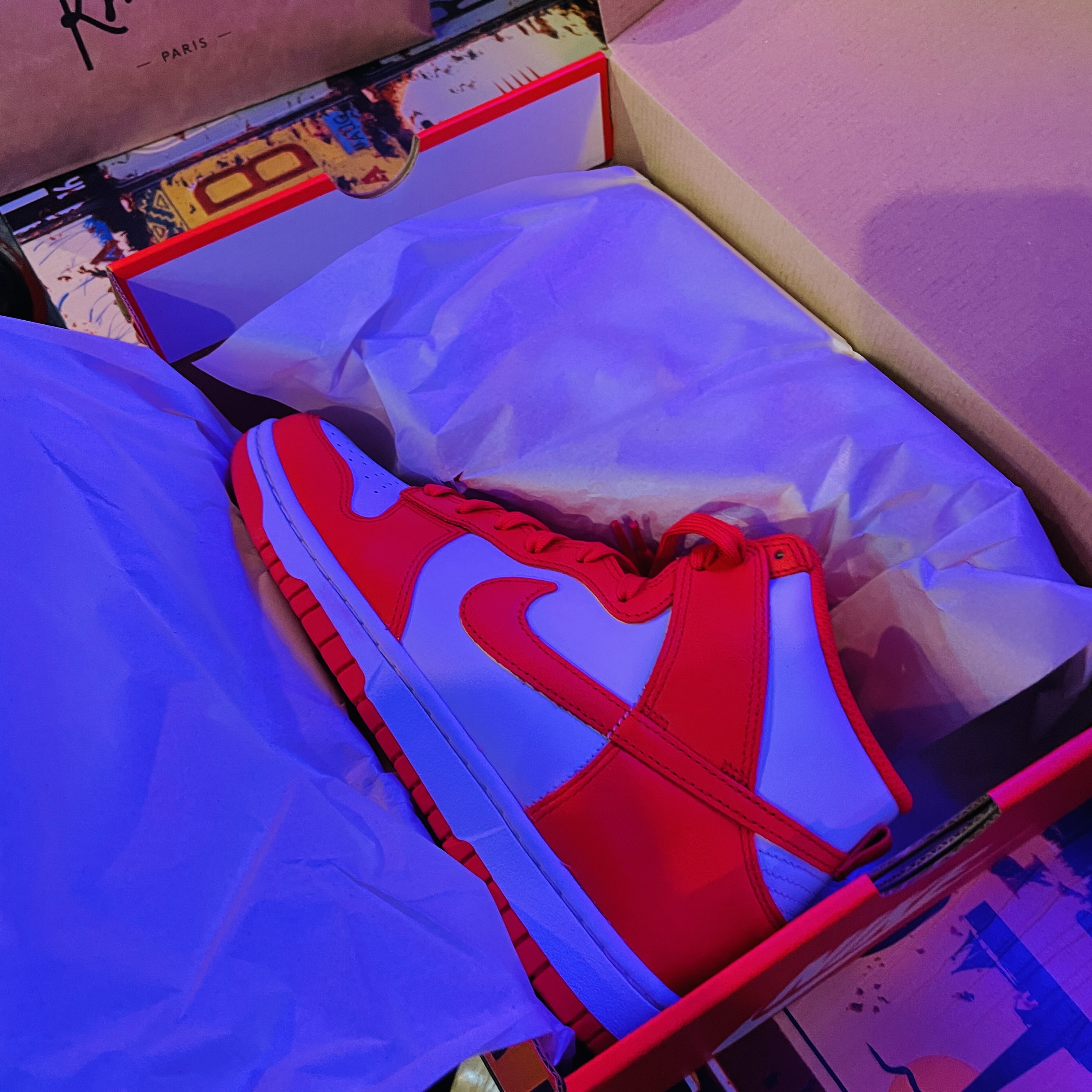 Nike Dunk High Retro Championship White and Red 착용 스타일 - 1