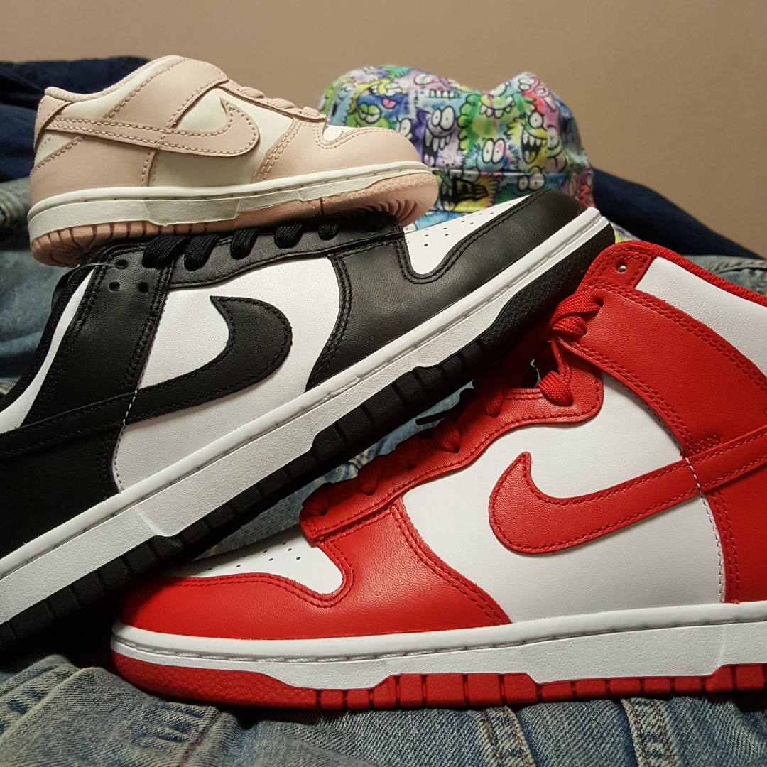 Nike Dunk High Retro Championship White and Red, Nike Dunk Low Retro Black 착용 스타일 - 5