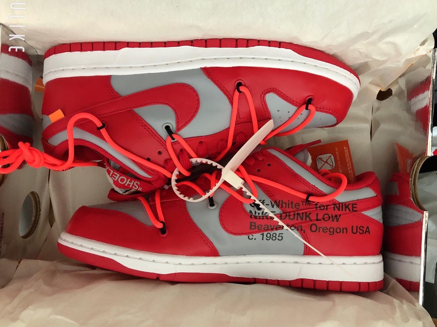 Nike x Off-White Dunk Low University Red 착용 스타일 - 4