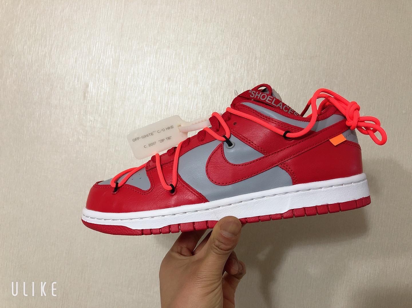 Nike x Off-White Dunk Low University Red 착용 스타일 - 3