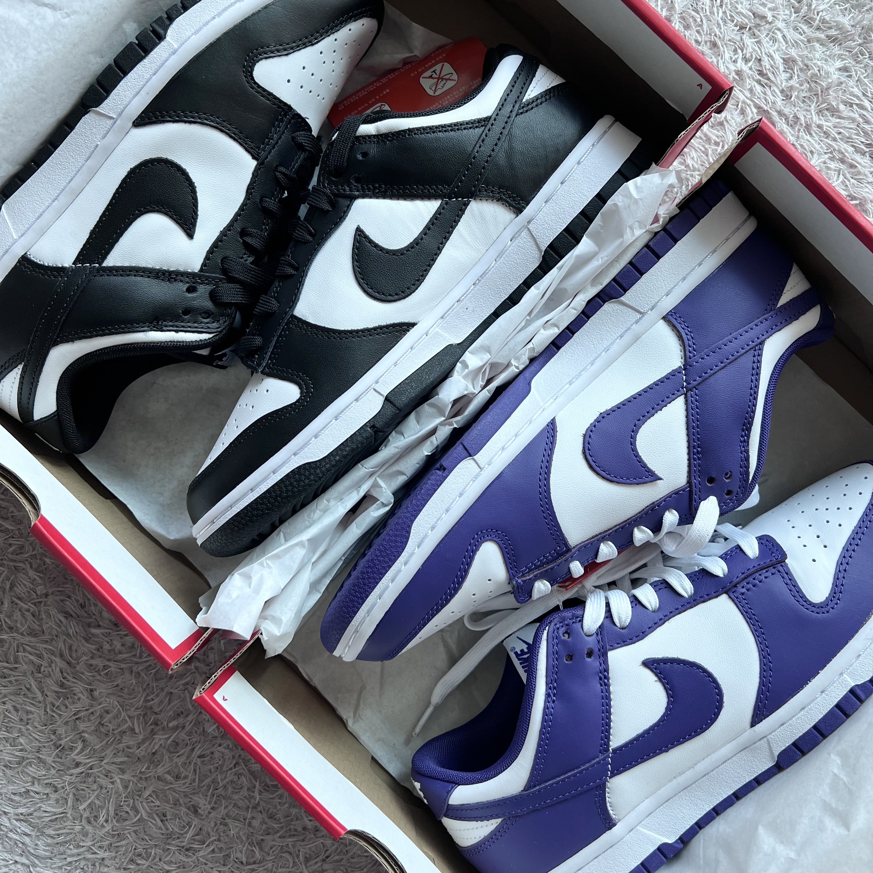 Nike Dunk Low Retro Black, Nike Dunk Low Retro Championship Court Purple 착용 스타일