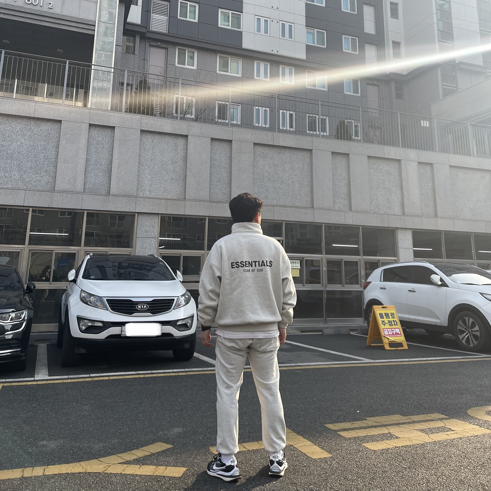 Nike x Sacai VaporWaffle Black White, Essentials Mockneck Half-Zip Oatmeal - 21SS 착용 스타일