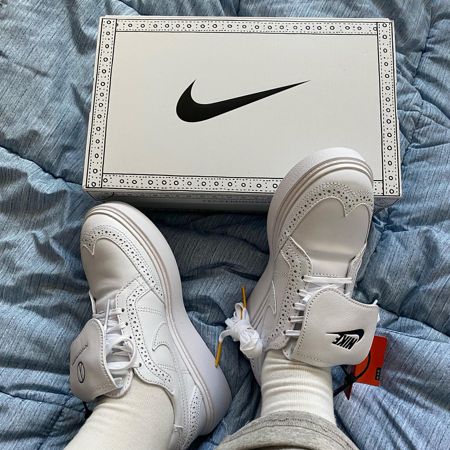 Nike x Peaceminusone Kwondo1 White 착용 스타일 - 1