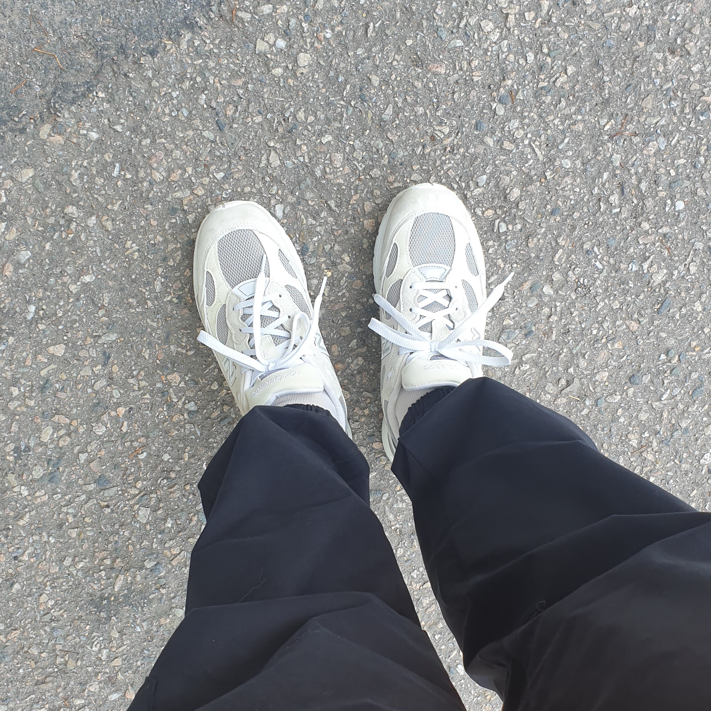 New Balance 992 Made in USA White Silver 착용 스타일
