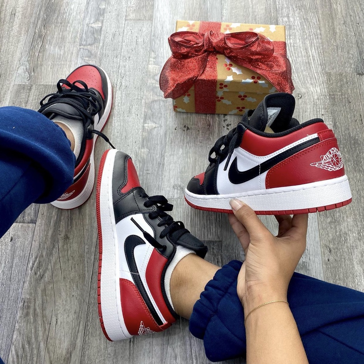(GS) Jordan 1 Low Bred Toe 착용 스타일 - 1