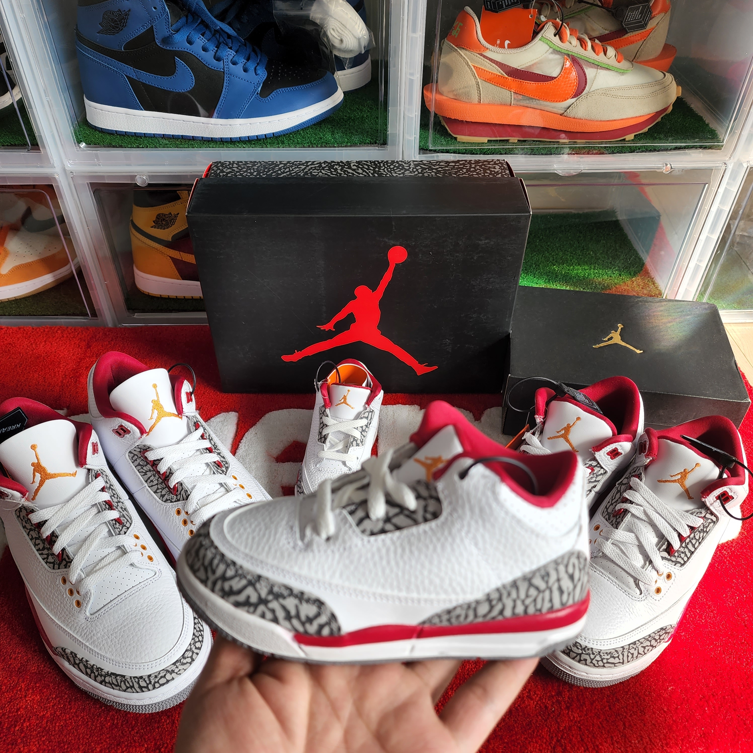 Jordan 3 Retro Cardinal Red, (GS) Jordan 3 Retro Cardinal Red 착용 스타일 - 1