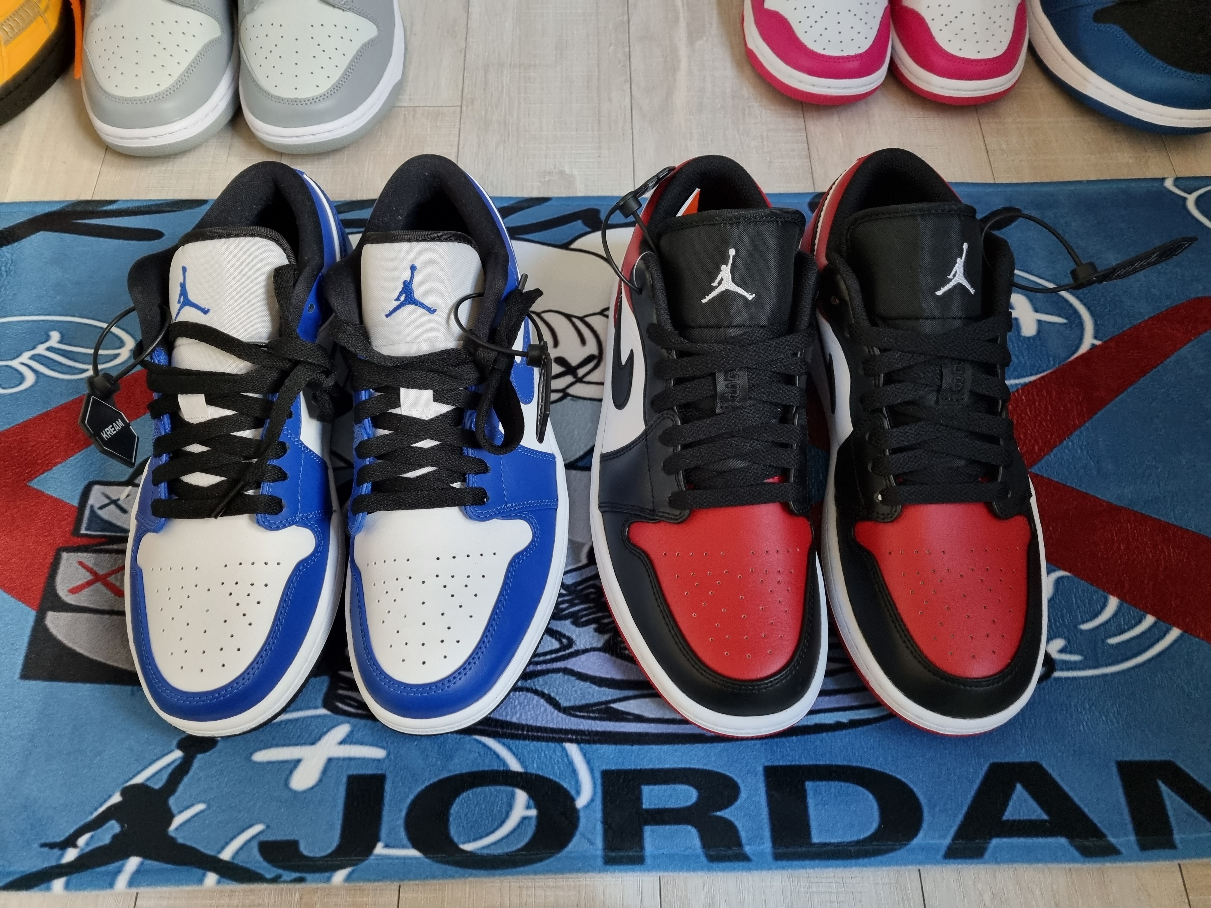 Jordan 1 Low Bred Toe, Jordan 1 Low Hyper Royal 착용 스타일