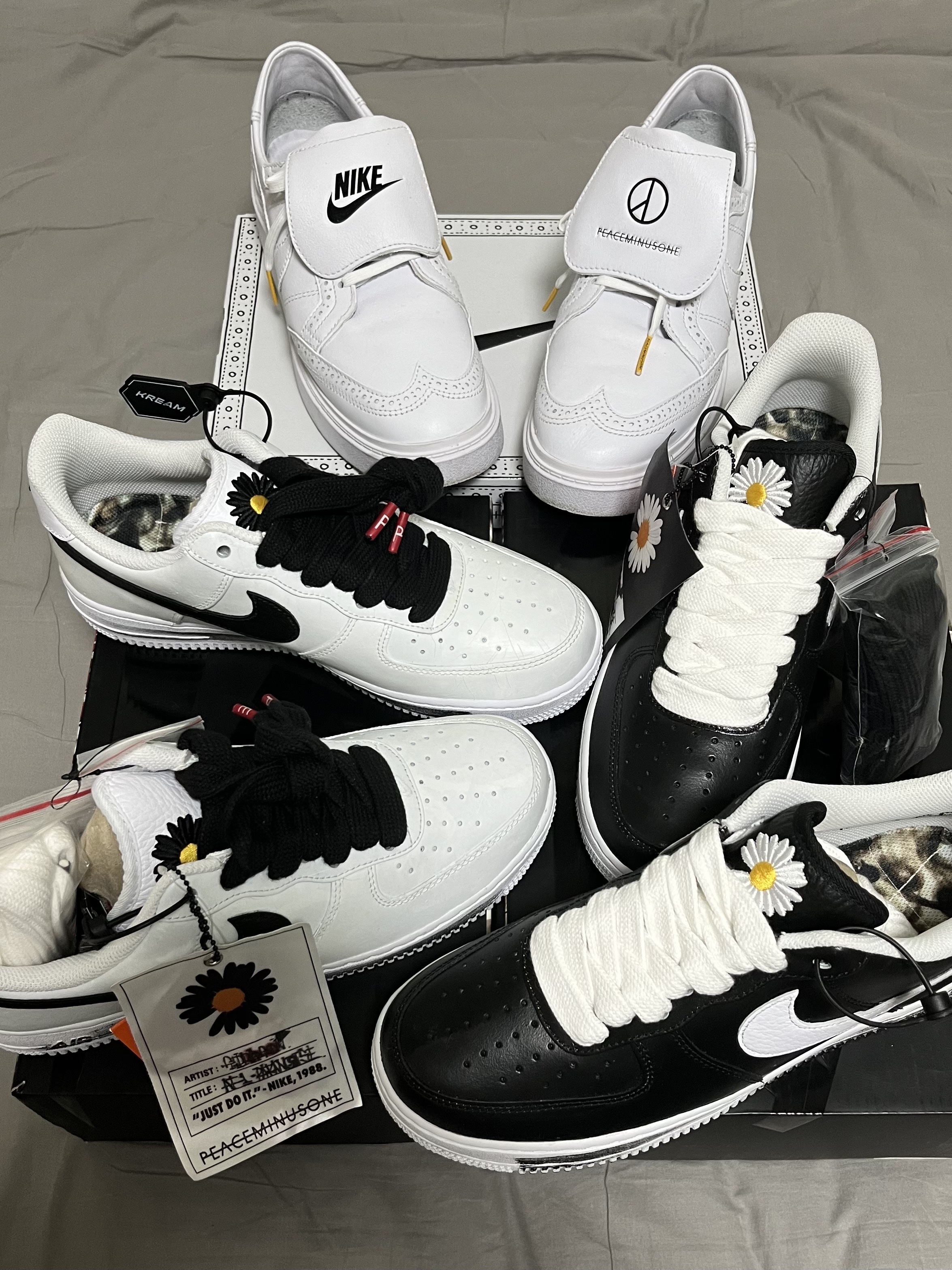 Nike x Peaceminusone Kwondo1 White, Nike x Peaceminusone Air Force 1 Low Para-Noise 2.0 착용 스타일 - 1