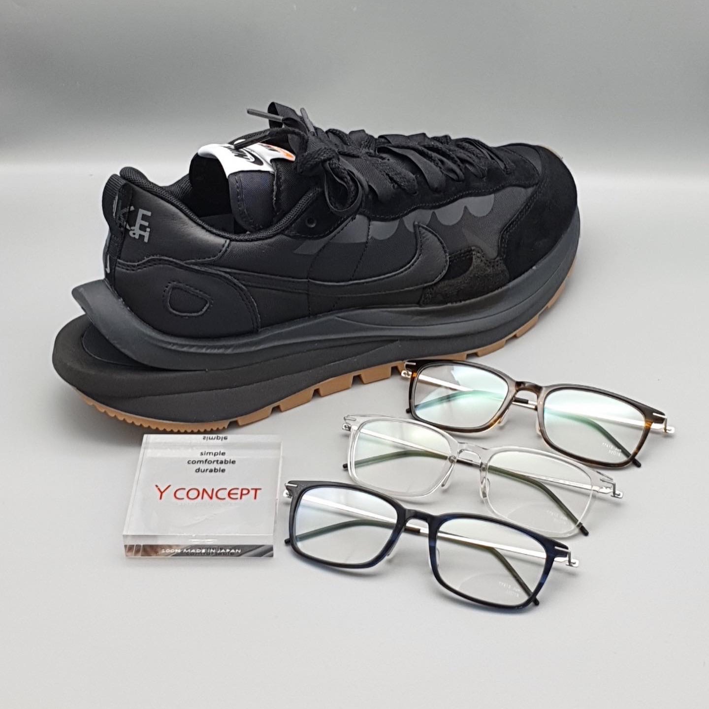 Nike x Sacai VaporWaffle Black and Gum 착용 스타일