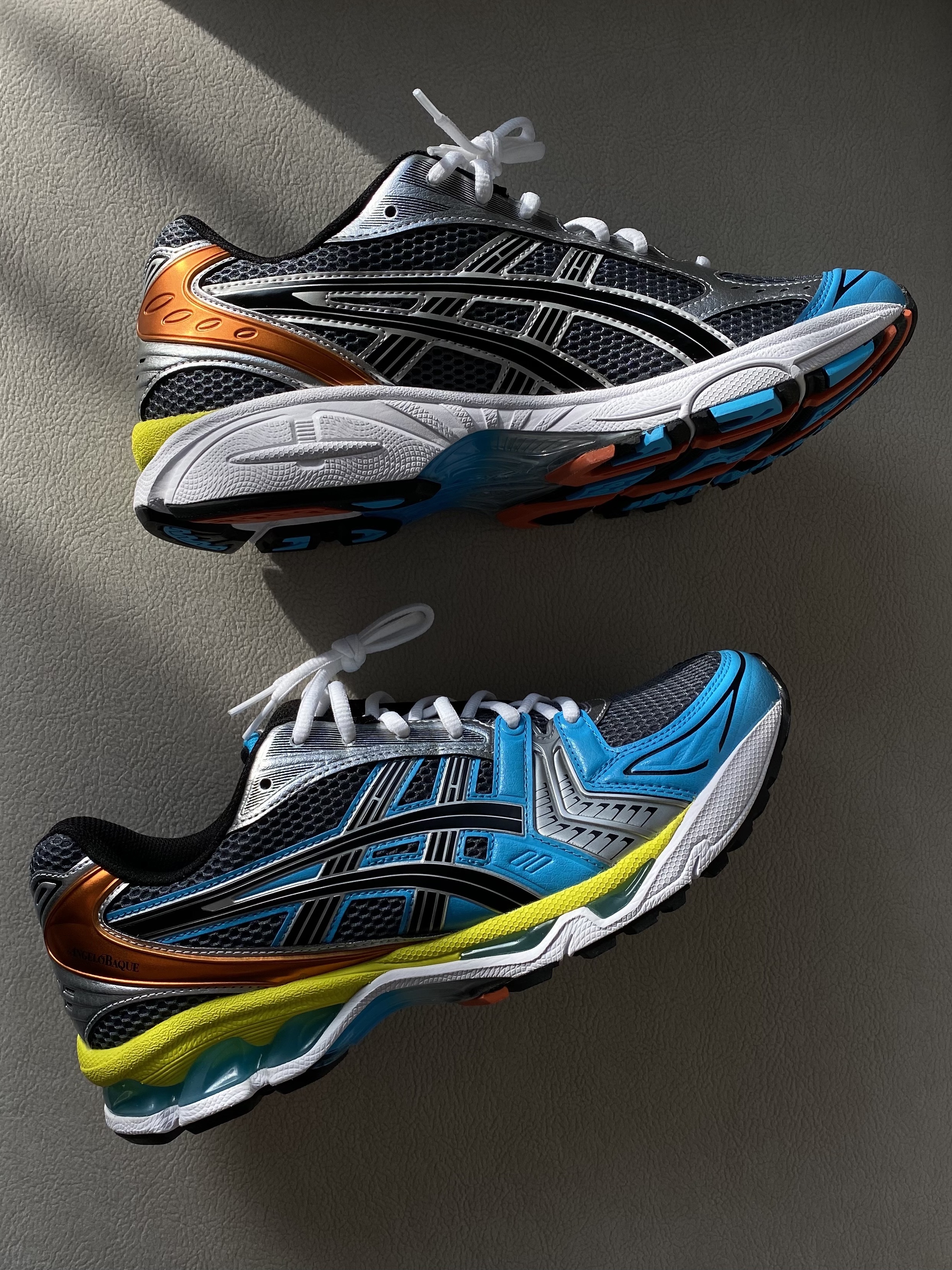 Asics x Angelo Baque Gel-Kayano 14 Blue Multi 착용 스타일