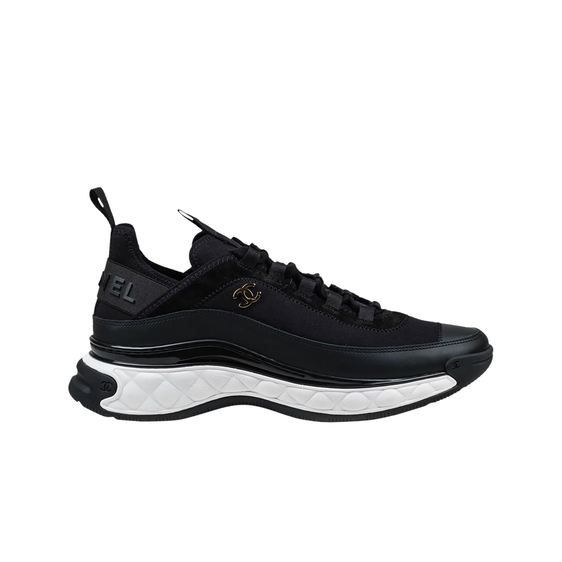 G35617-Y53646-94305 (W) Chanel Mixed Fibers Sneakers Velvet Calfskin & Gold Black