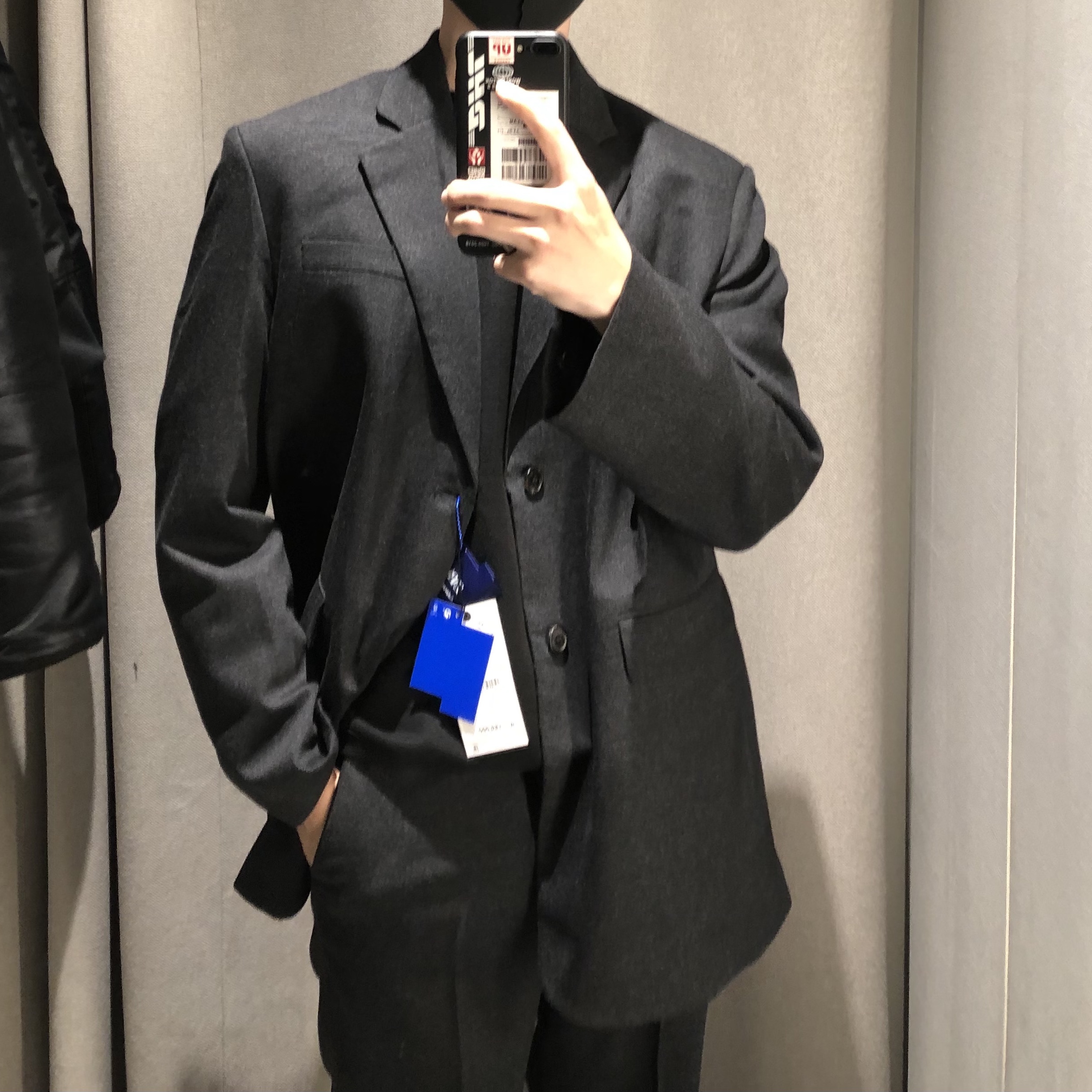Zara x Ader Error Oversized Wool Blazer Dark Grey, Zara x Ader Error Wool Pants Dark Grey 착용 스타일