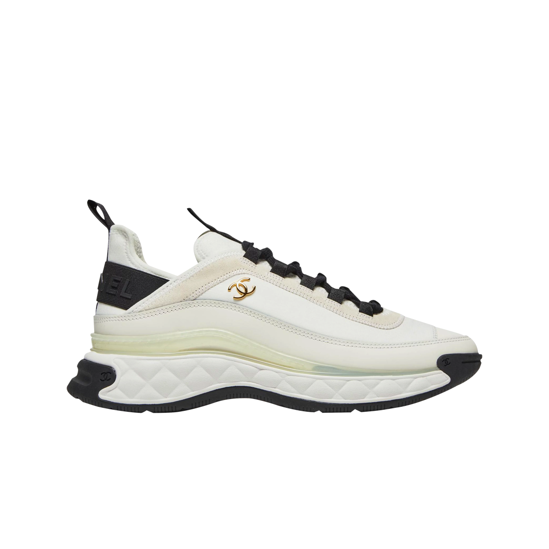 (W) 샤넬 믹스드 파이버 스니커즈 벨벳 카프스킨 & 골드 메탈 아이보리((W) Chanel Mixed Fibers Sneakers Velvet Calfskin & Gold Ivory)