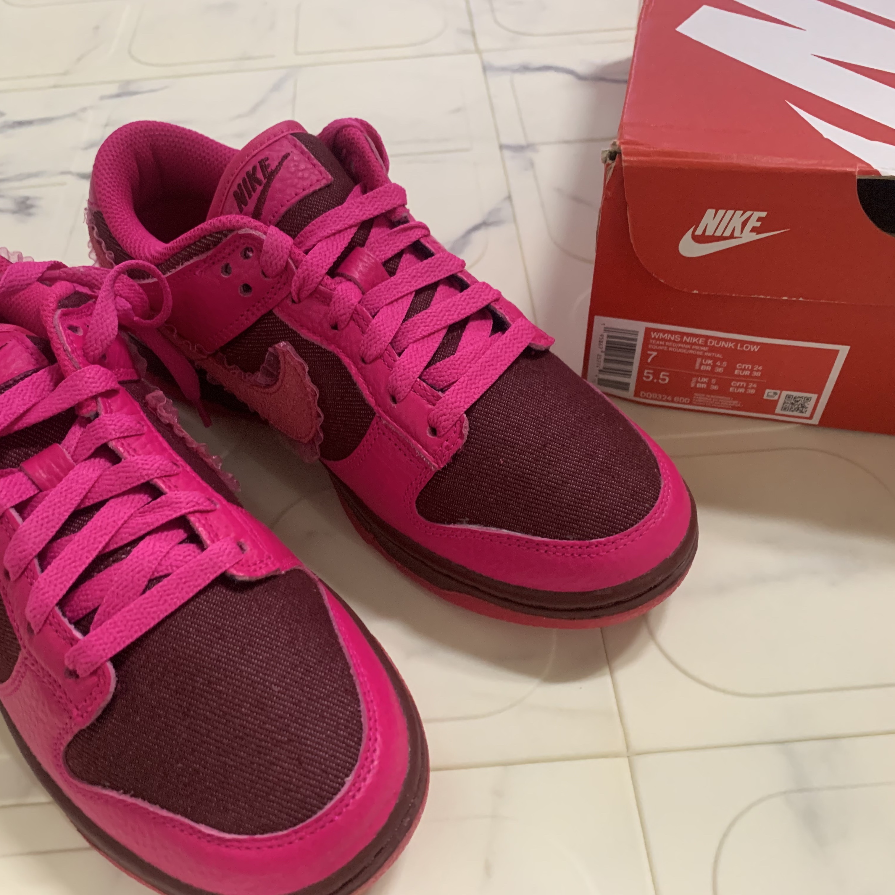 (W) Nike Dunk Low Prime Pink 착용 스타일 - 1