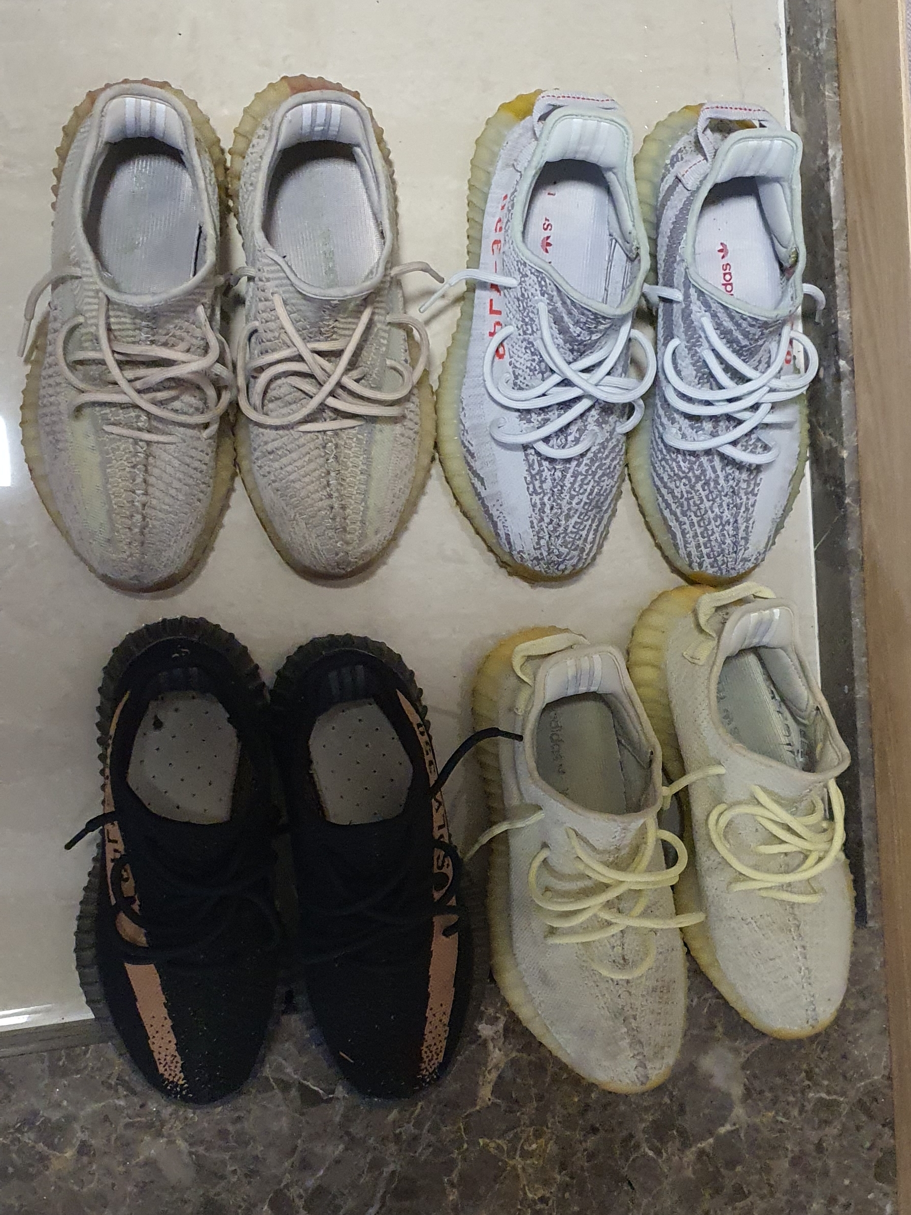 Adidas Yeezy Boost 350 V2 Blue Tint 2017, Adidas Yeezy Boost 350 V2 Butter 착용 스타일