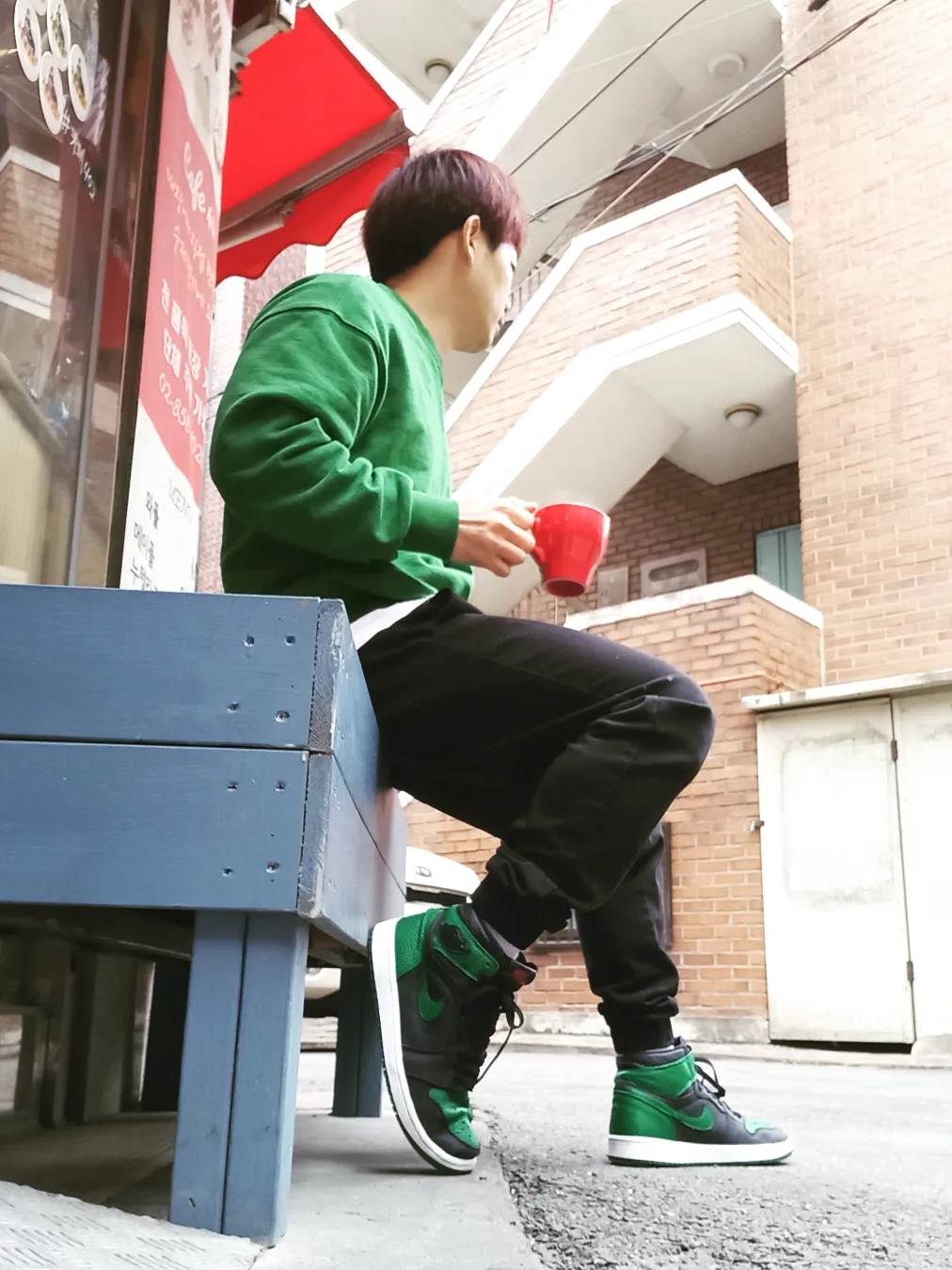 Jordan 1 Retro High OG Pine Green Black 착용 스타일 - 2