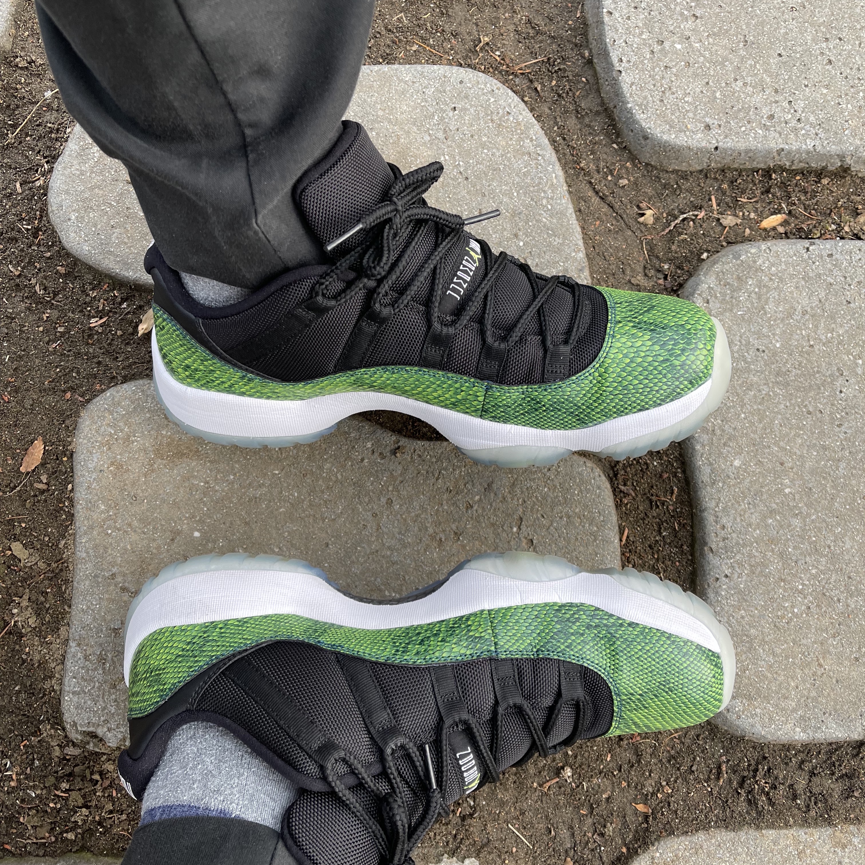 Jordan 11 Retro Low Green Snakeskin 착용 스타일 - 1