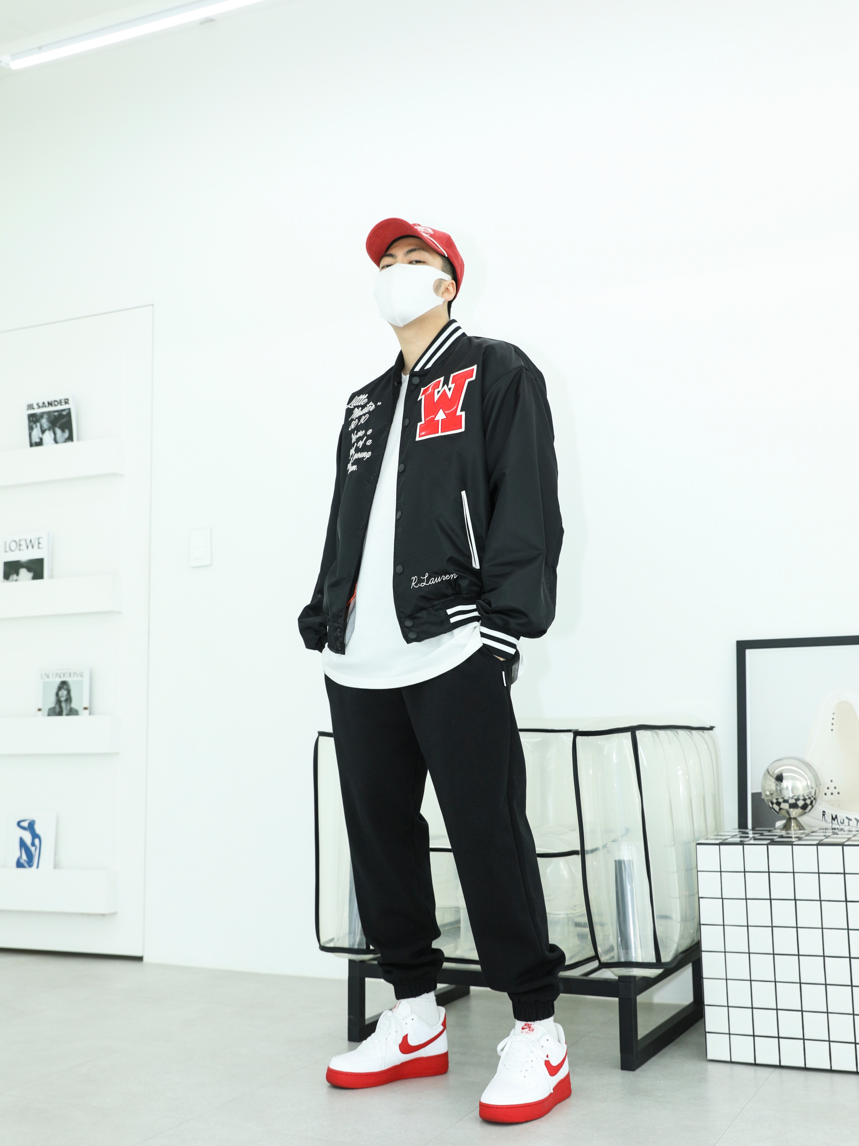 Nike Air Force 1 Low White Red Midsole 착용 스타일 - 1