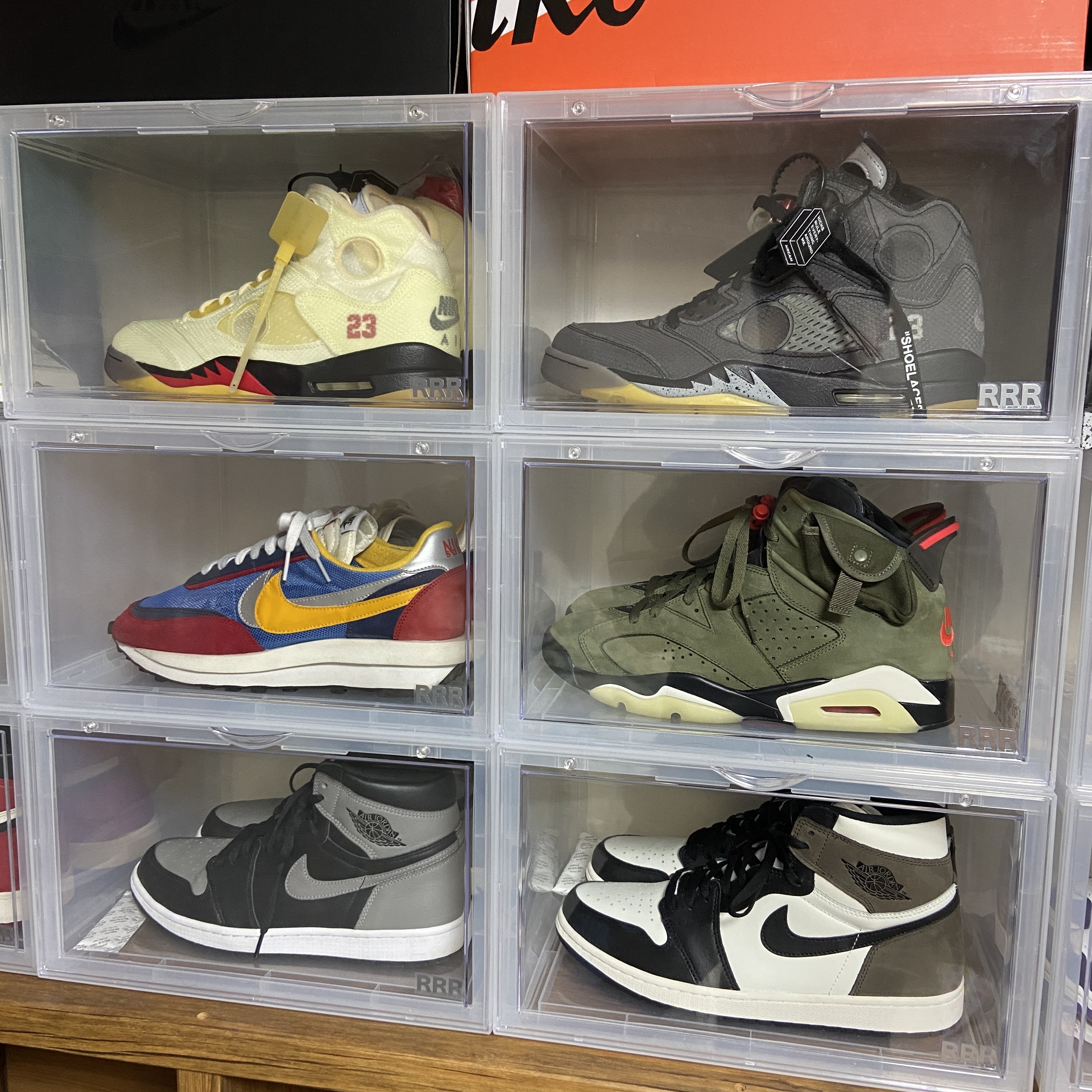 Jordan 5 x Off-White Retro SP Sail Fire Red, Jordan 5 x Off-White Retro SP Black Muslin 착용 스타일