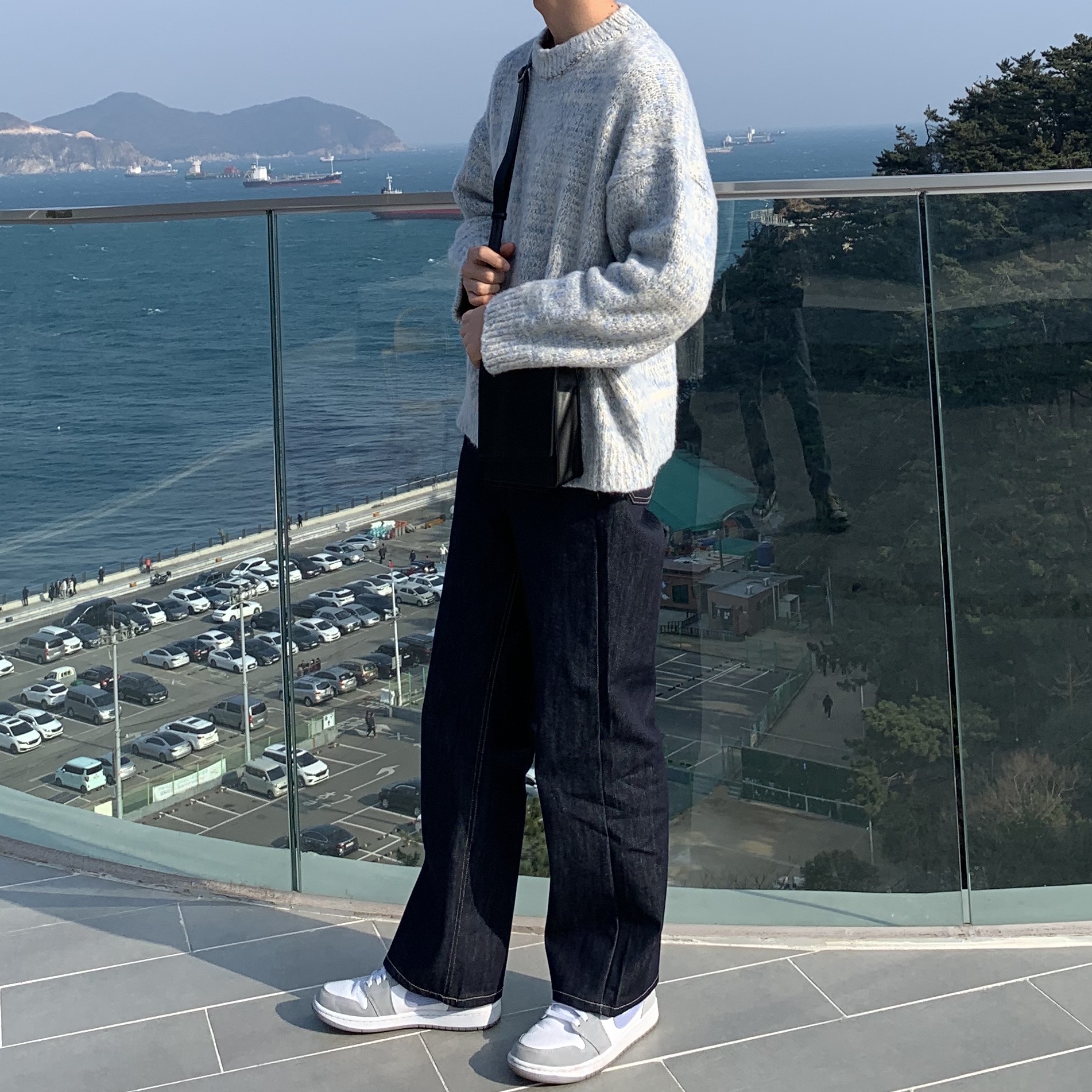 (W) Jordan 1 Mid Wolf Grey 착용 스타일 - 1