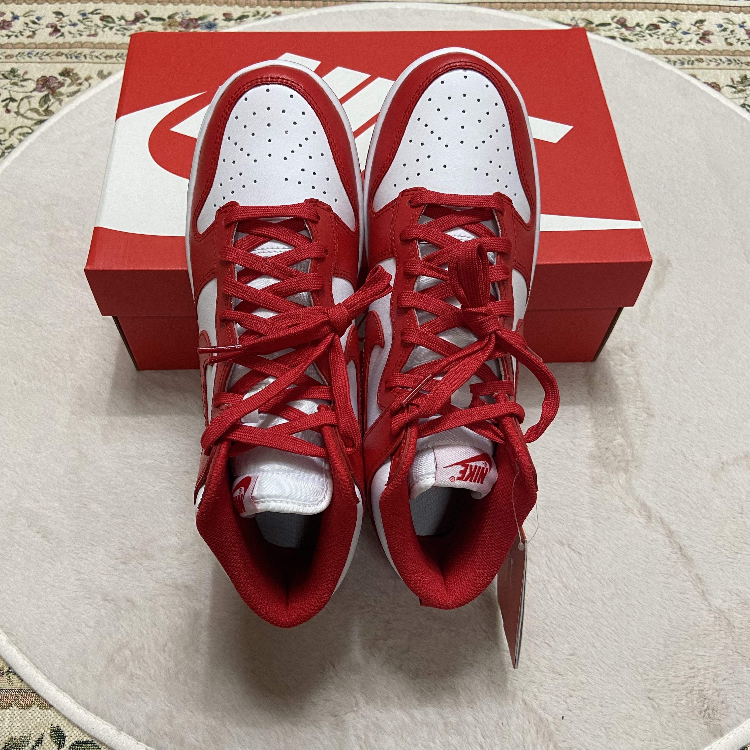 Nike Dunk High Retro Championship White and Red 착용 스타일 - 4