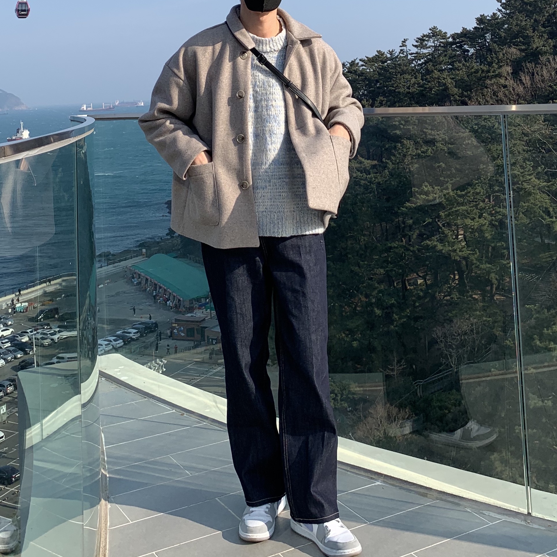 (W) Jordan 1 Mid Wolf Grey 착용 스타일 - 3