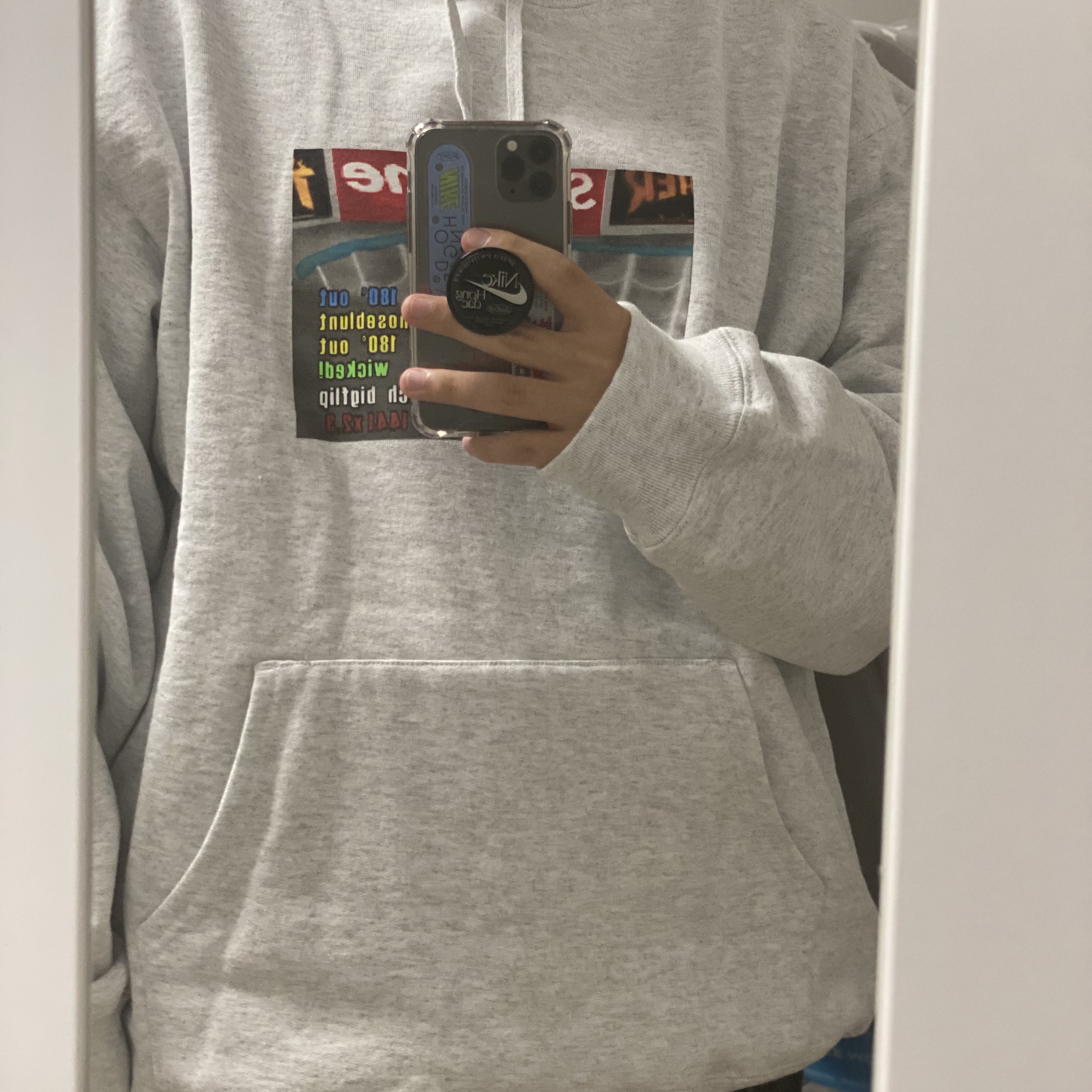 Supreme x Thrasher Hooded Sweatshirt Ash Grey - 21FW 착용 스타일