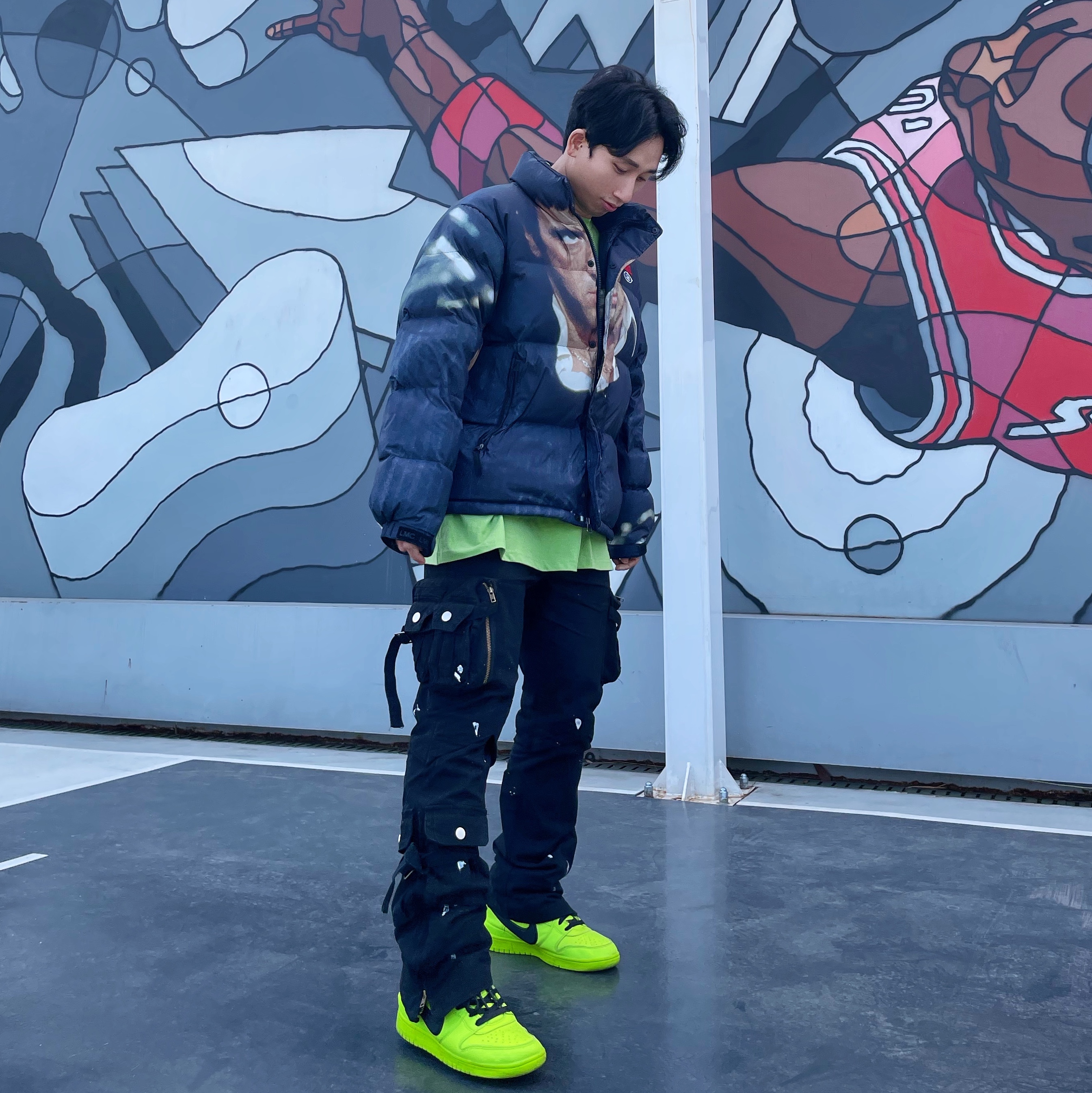 Nike x Ambush Dunk High Flash Lime 착용 스타일 - 1