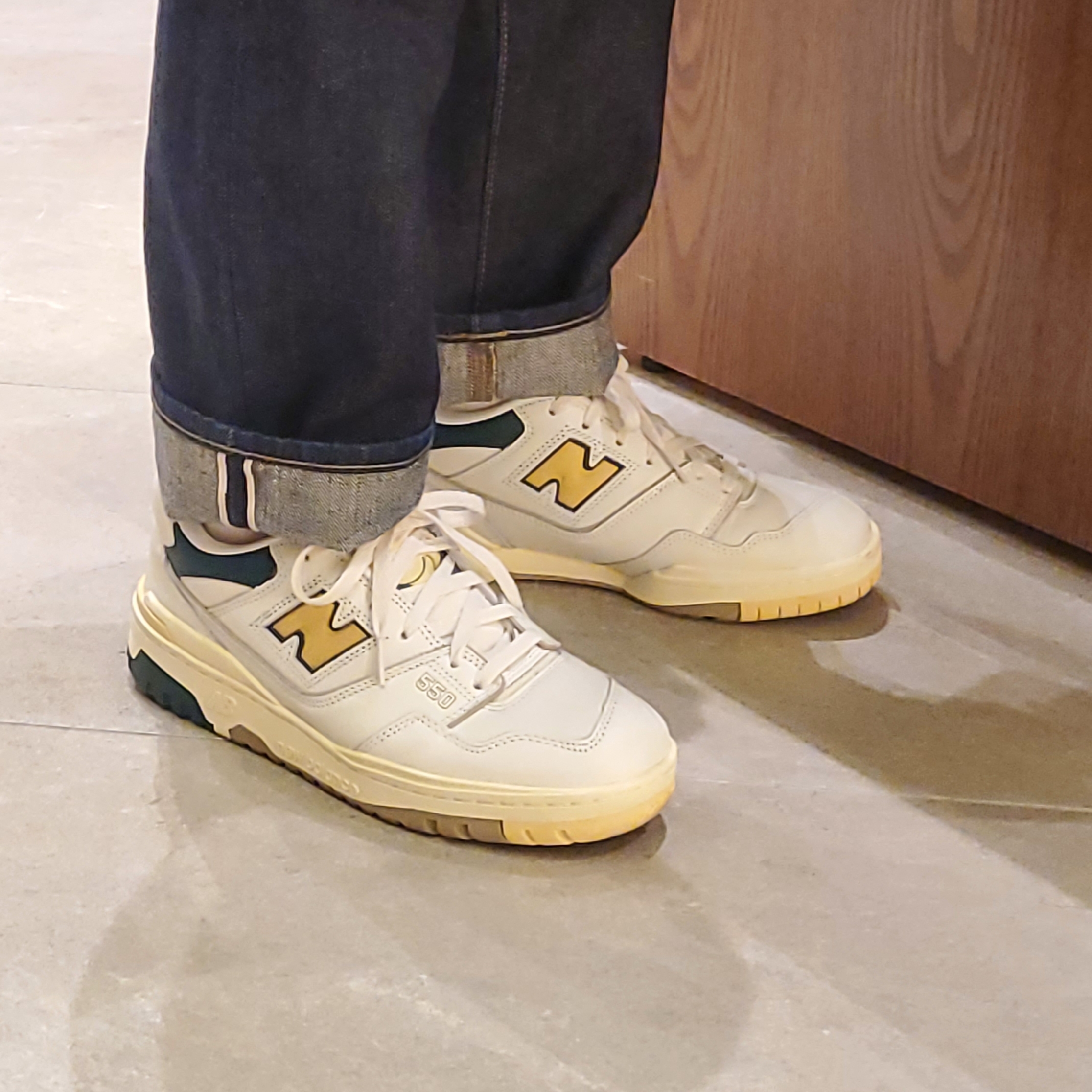 New Balance x Aime Leon Dore 550 Green Yellow 착용 스타일