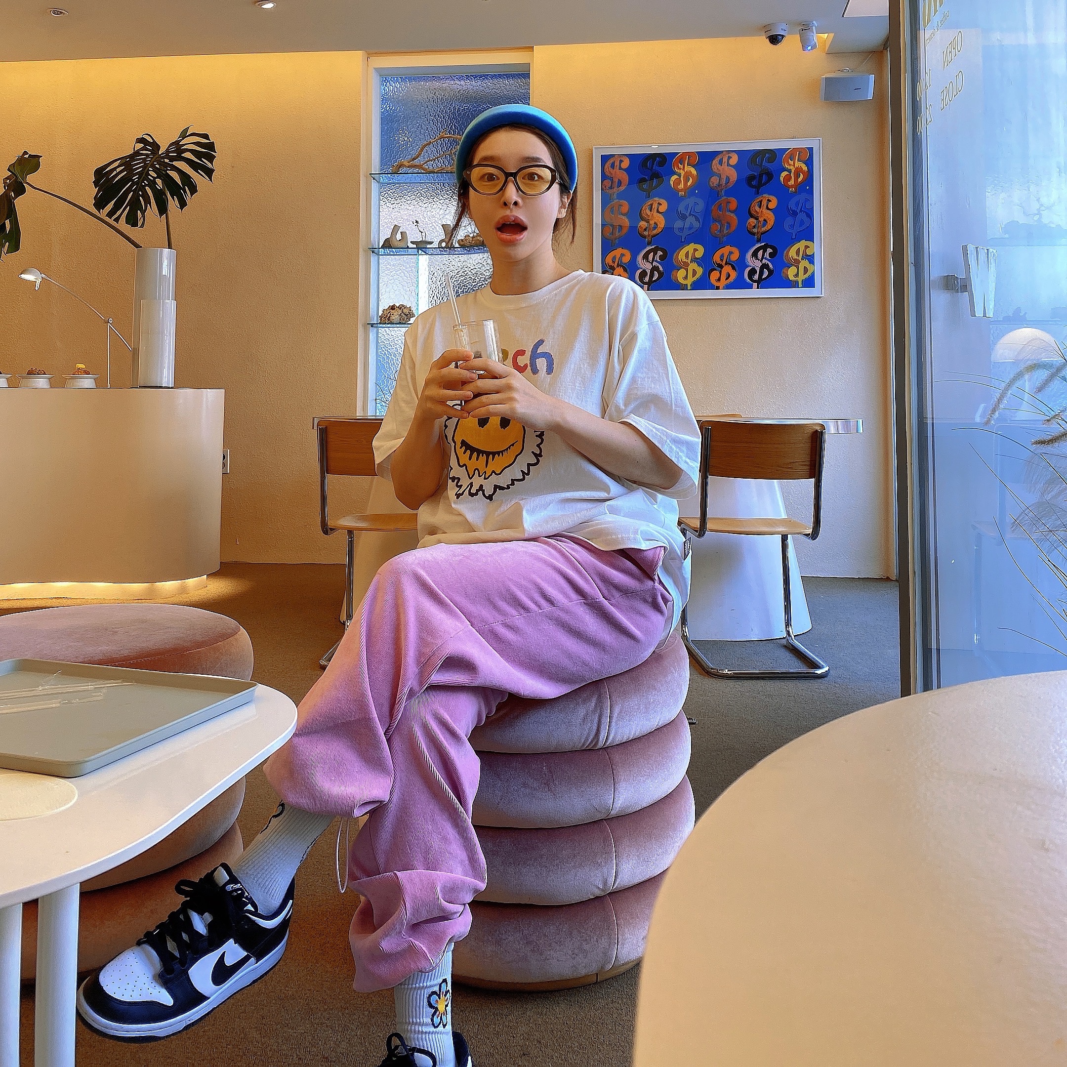 Nike Dunk Low Retro Black, (W) Nike Dunk Low Black 착용 스타일 - 1