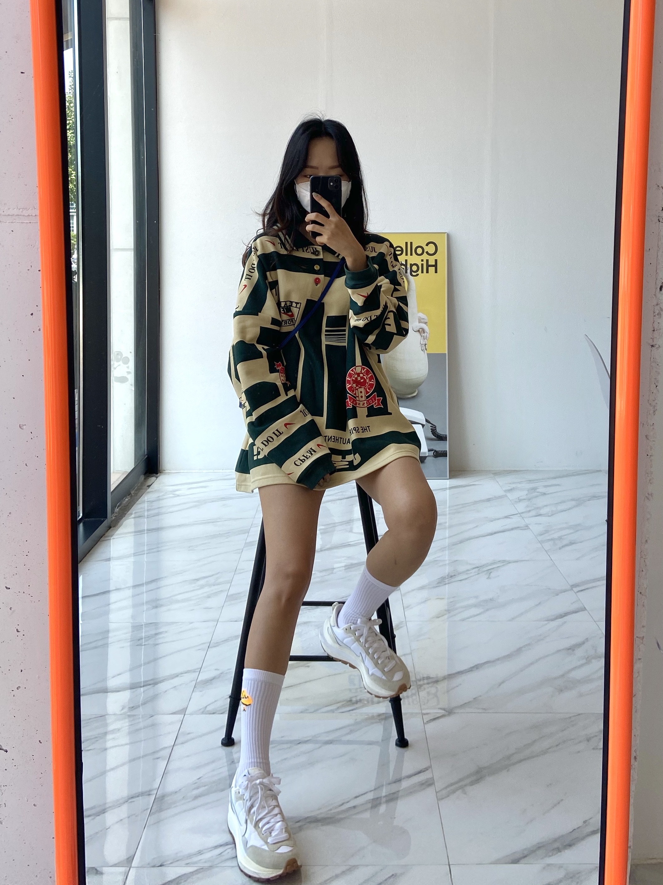 Nike x Sacai VaporWaffle White and Gum, Nike x Cactus Plant Flea Market Long Sleeve Polo Natural - US/EU 착용 스타일