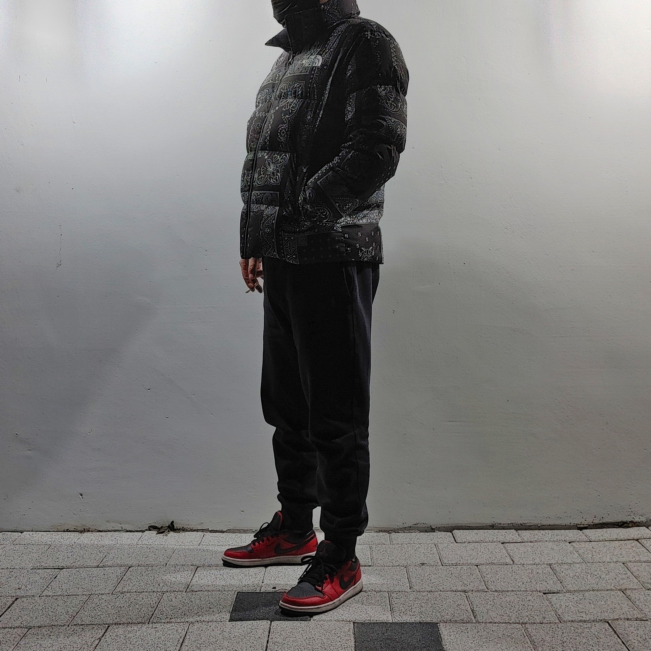 The North Face Lofty Down Jacket Black, Jordan 1 Low Gym Red Black 착용 스타일