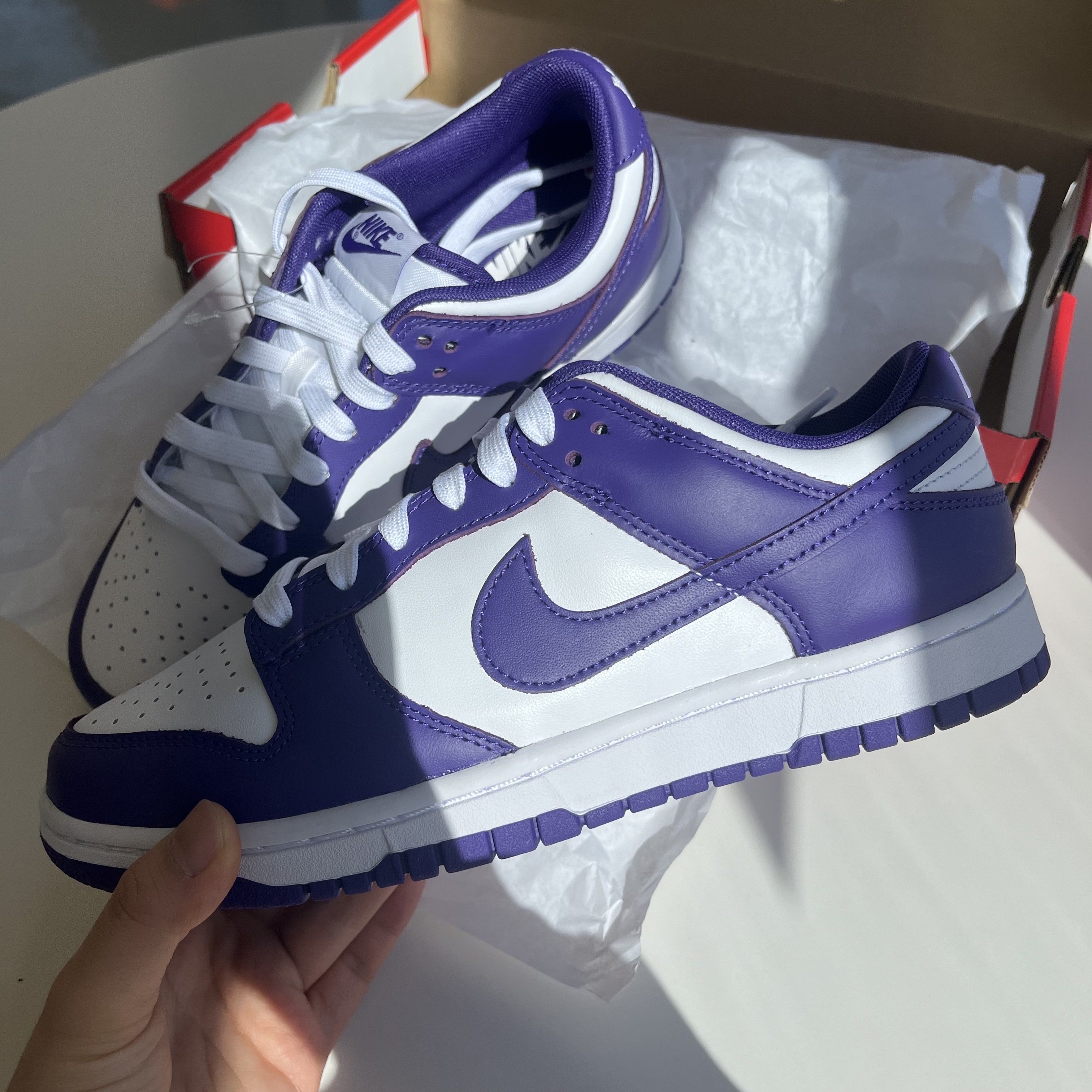 Nike Dunk Low Retro Championship Court Purple 착용 스타일