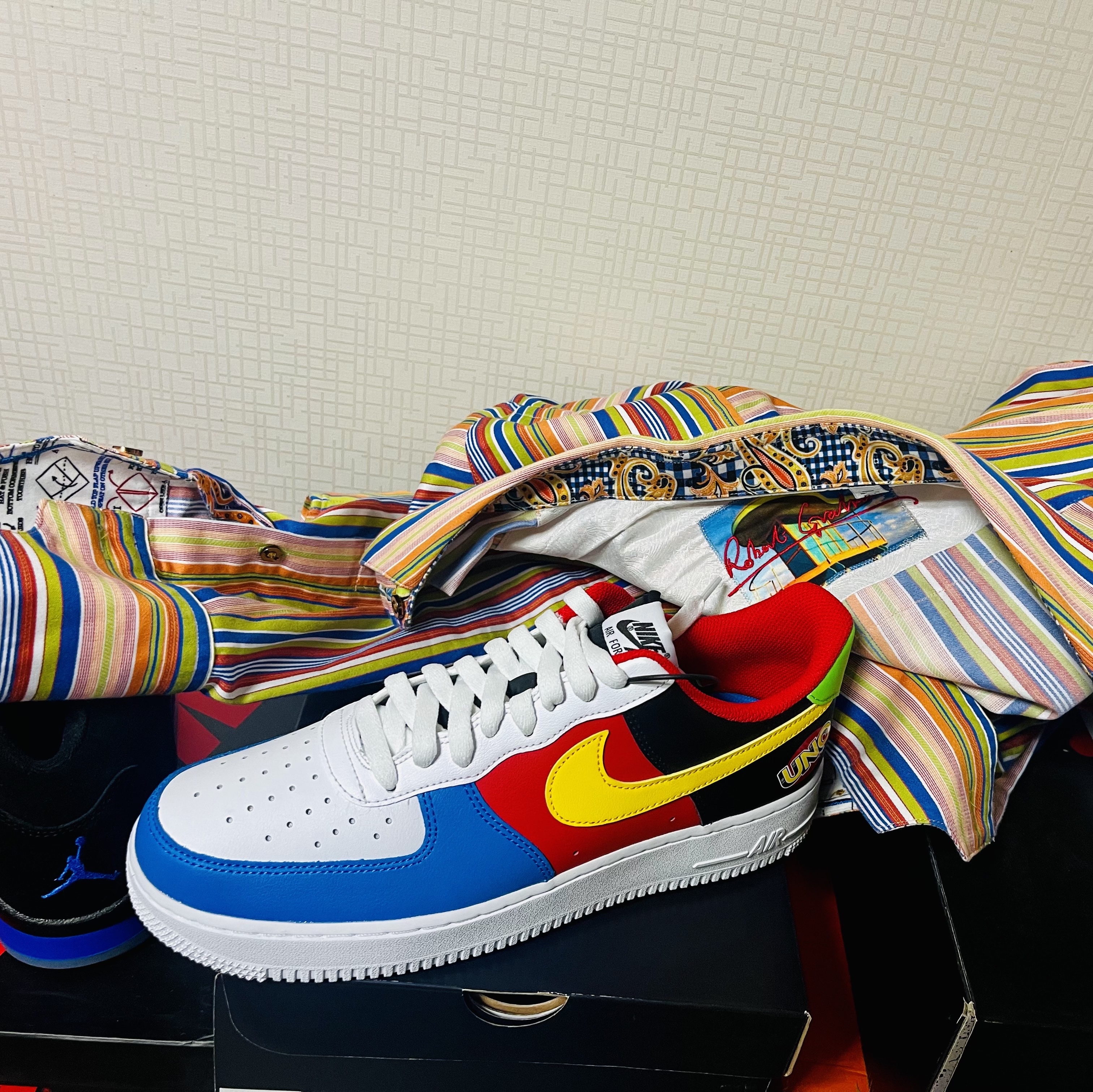 Nike x UNO Air Force 1 '07 QS White Yellow Zest 착용 스타일
